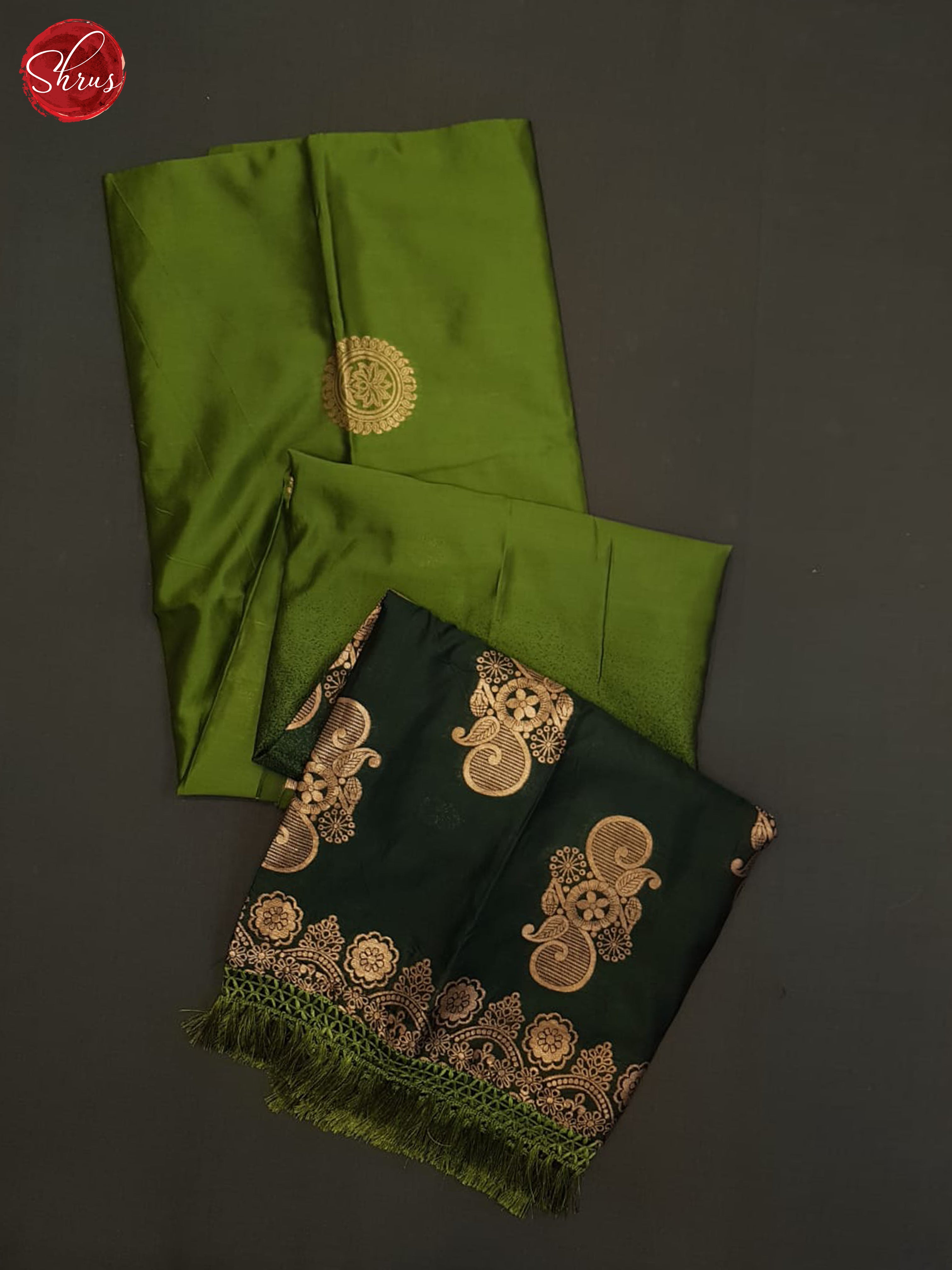 Green and Dark green-Semi soft Silk saree - Shop on ShrusEternity.com