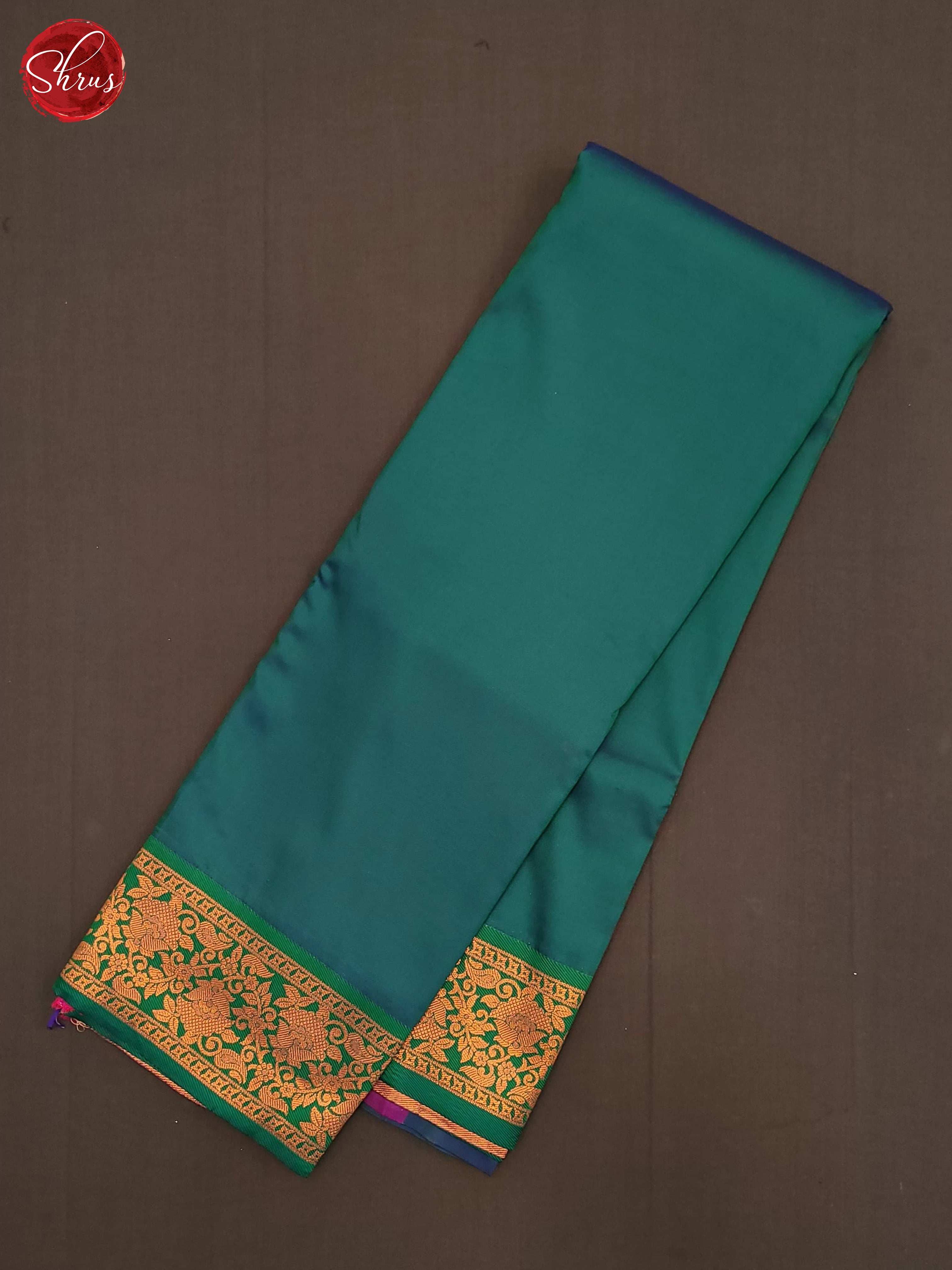 Peacock Green  & Pink  - Semi Kanchipuram Saree - Shop on ShrusEternity.com