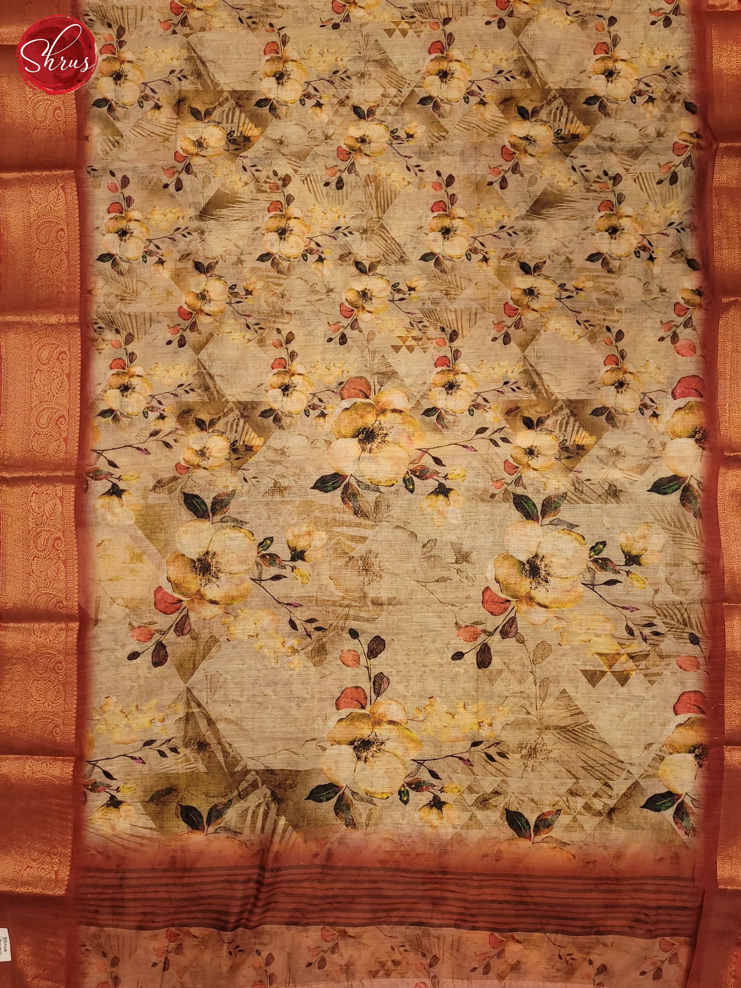 Beige &  Brown - Art Linen Saree - Shop on ShrusEternity.com