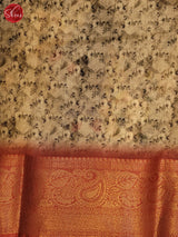Beige &  Brown - Art Linen Saree - Shop on ShrusEternity.com