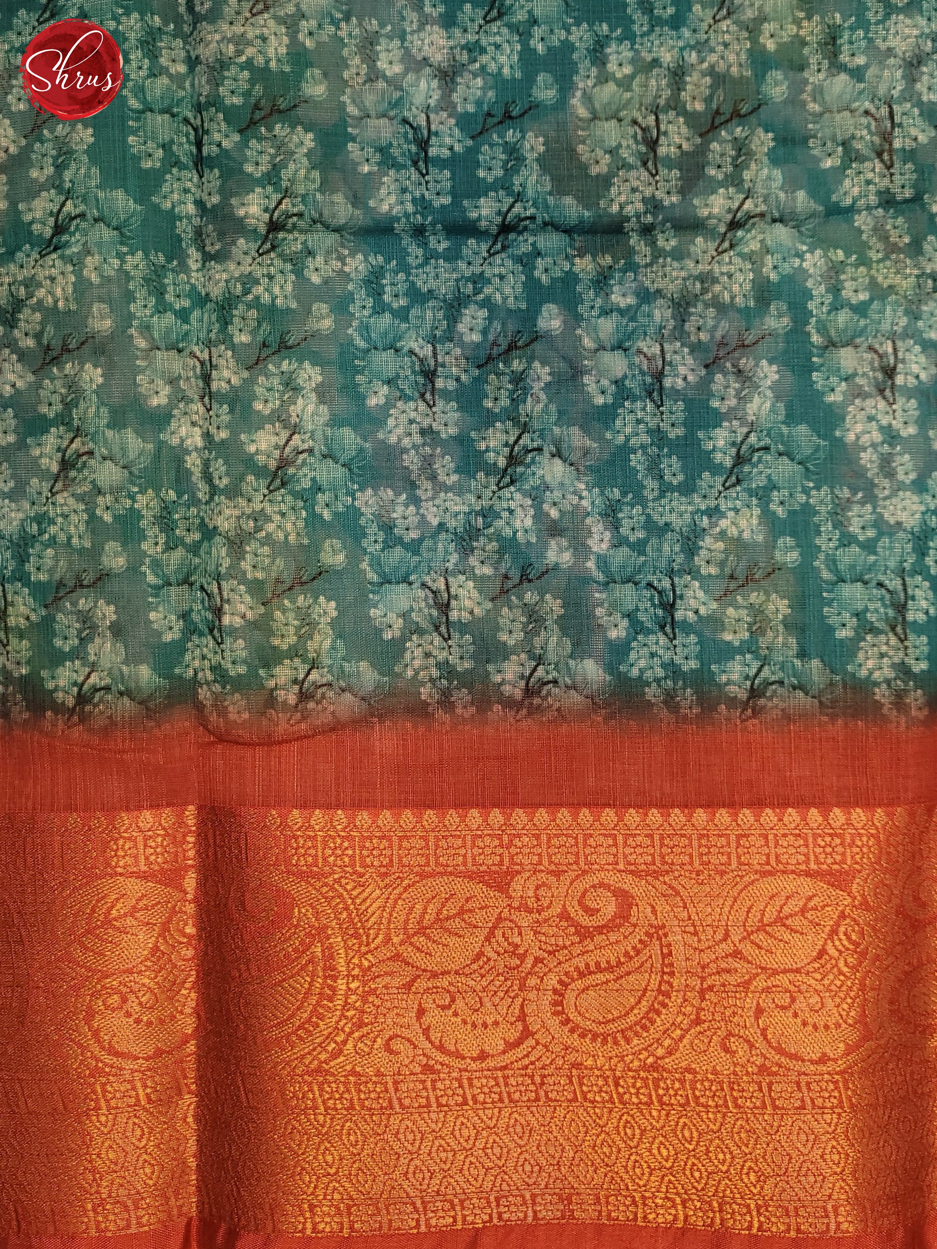 Green & Orange - Art Linen Saree - Shop on ShrusEternity.com