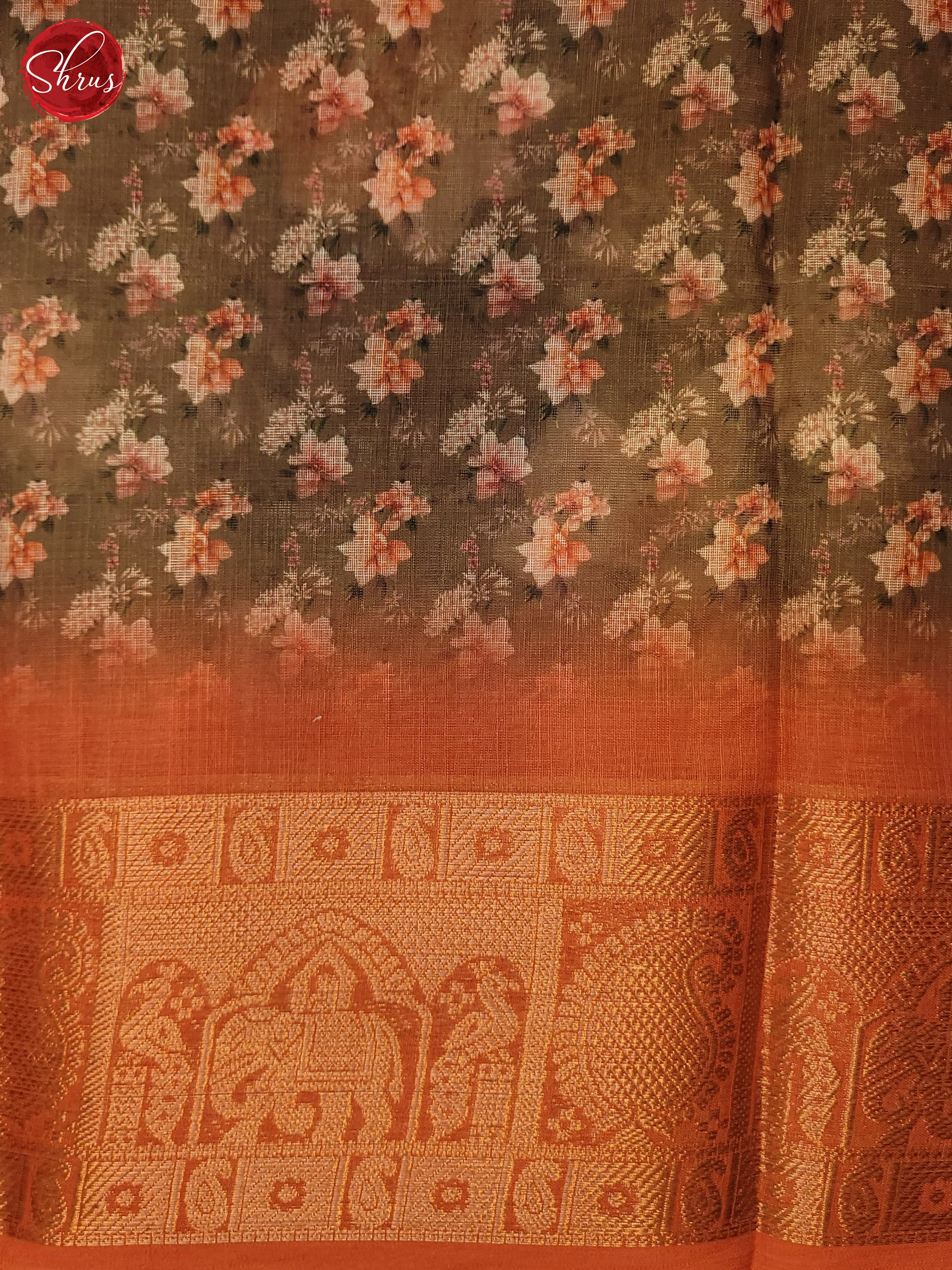 Brown & Peachish  Pink - Art Linen Saree - Shop on ShrusEternity.com