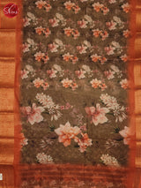 Brown & Peachish  Pink - Art Linen Saree - Shop on ShrusEternity.com