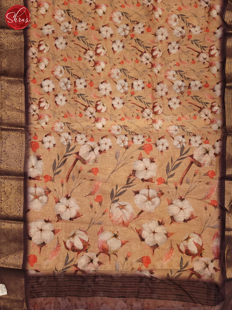 Peach & Brown - Art Linen Saree - Shop on ShrusEternity.com