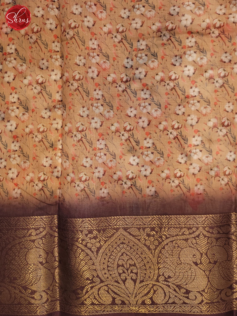 Peach & Brown - Art Linen Saree - Shop on ShrusEternity.com