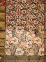 Peach & Green - Art Linen Saree - Shop on ShrusEternity.com