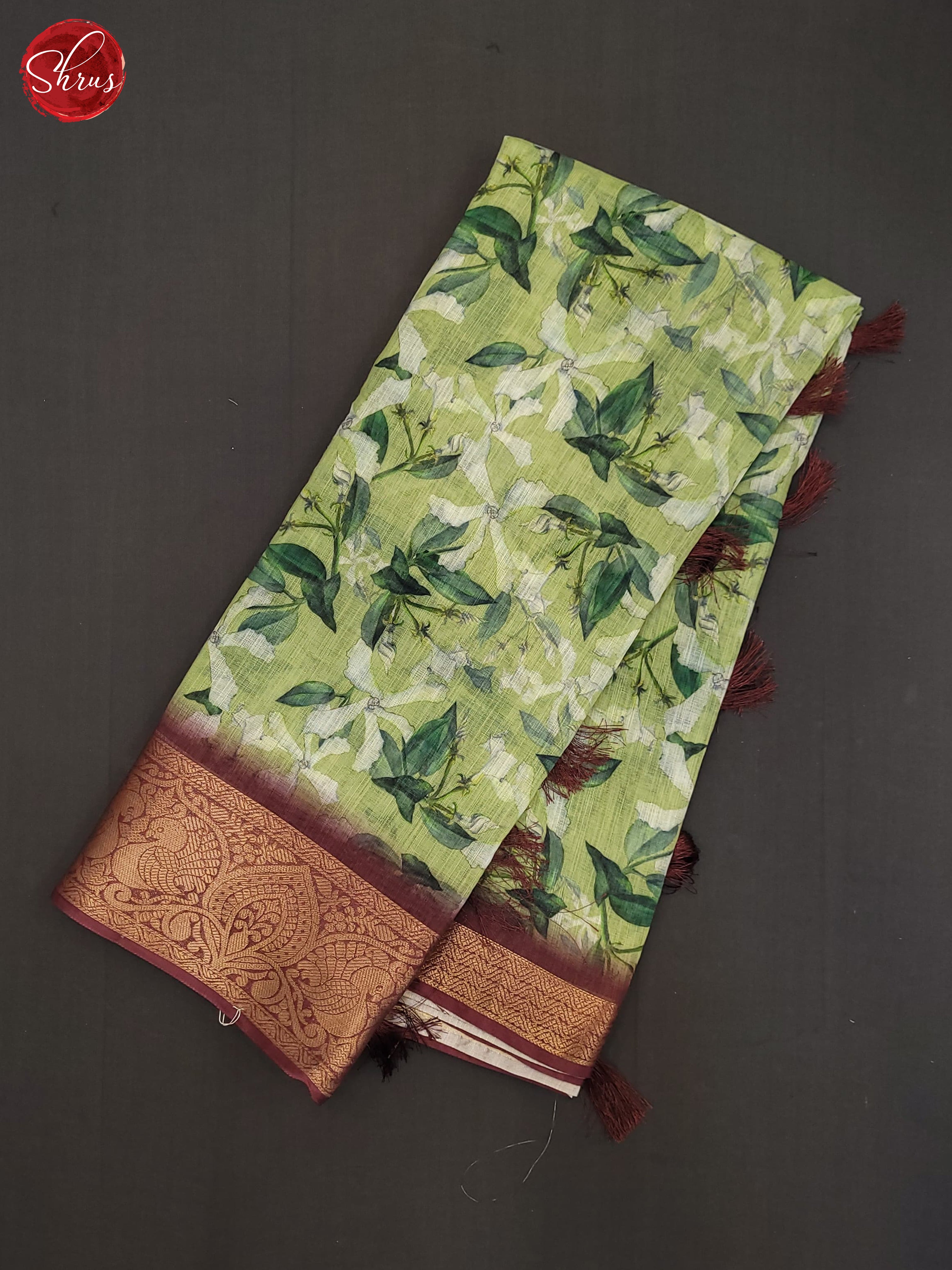 Green & Brown - Art Linen Saree - Shop on ShrusEternity.com