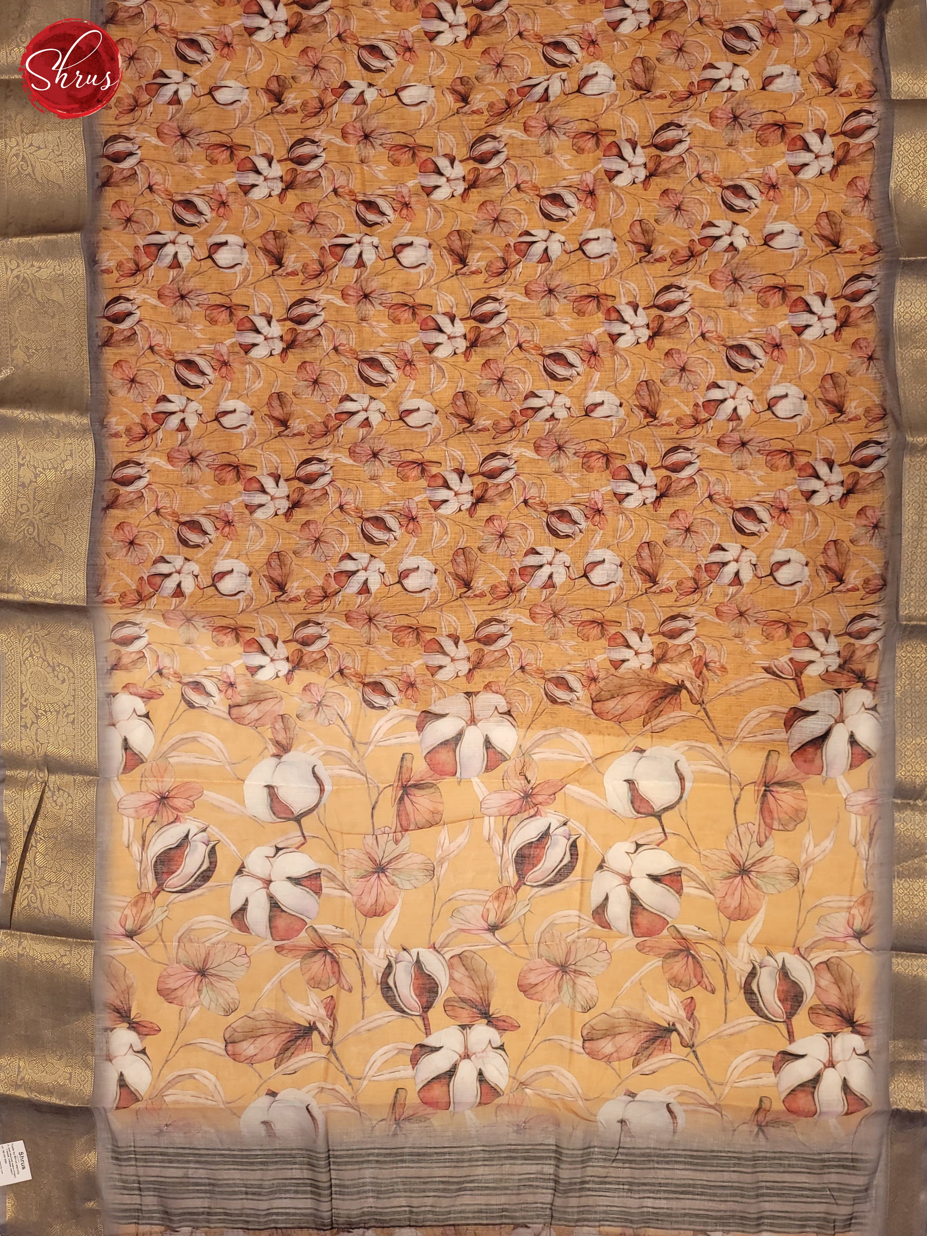 Peach & Grey - Art Linen Saree - Shop on ShrusEternity.com