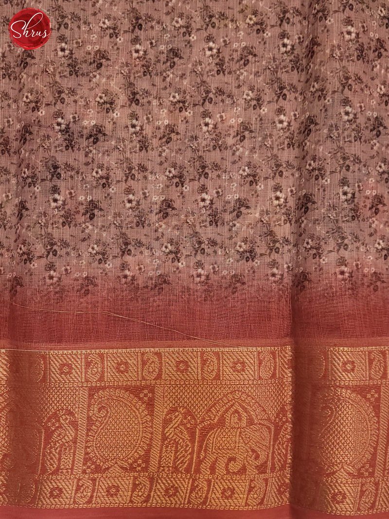 Onion pink & Brown - Art Linen Saree - Shop on ShrusEternity.com