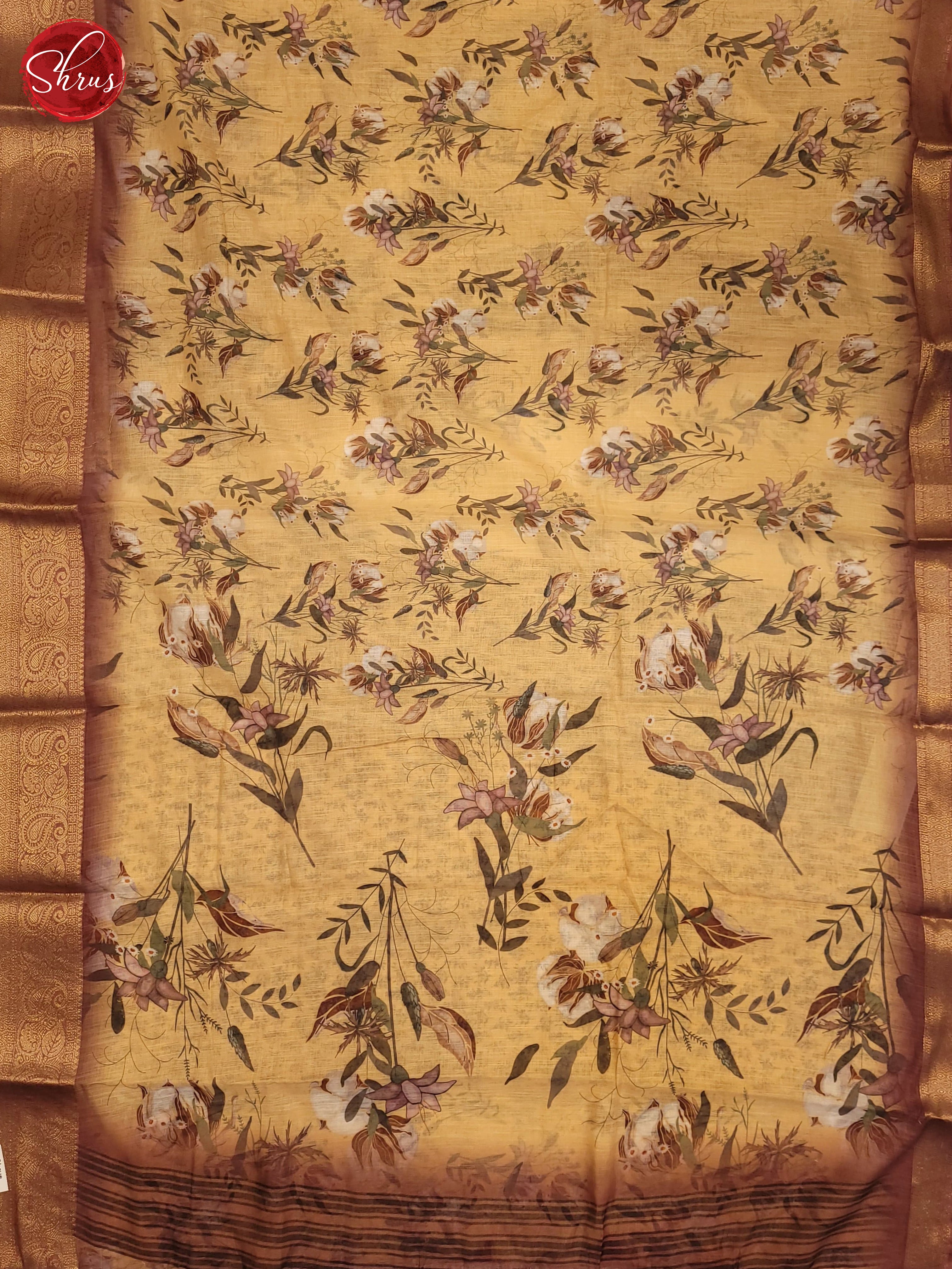 Beige & Brown - Art Linen Saree - Shop on ShrusEternity.com