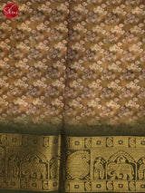 Mehandi Green &  Green- Art Linen Saree - Shop on ShrusEternity.com