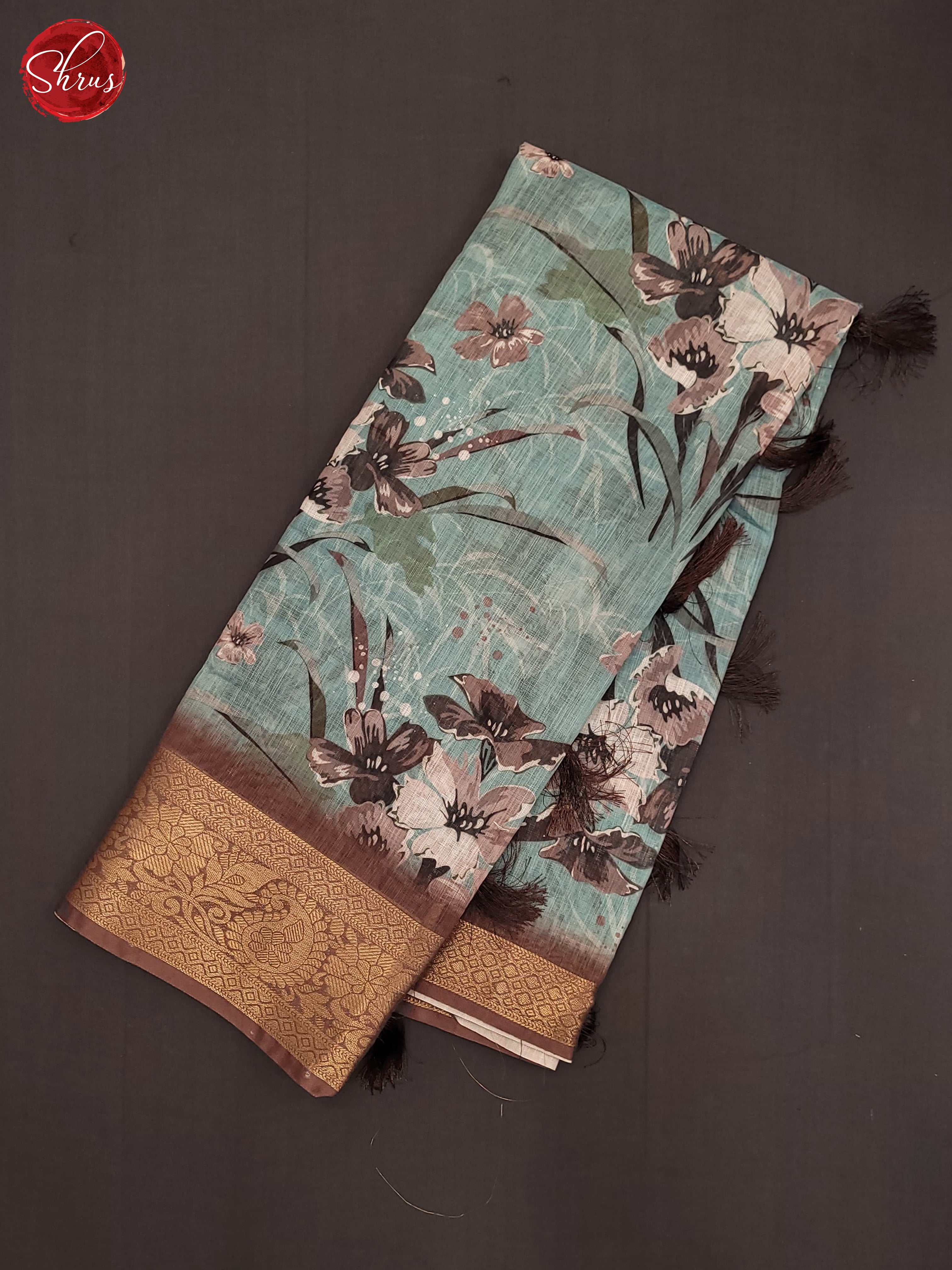 Blue & Brown - Art Linen Saree - Shop on ShrusEternity.com