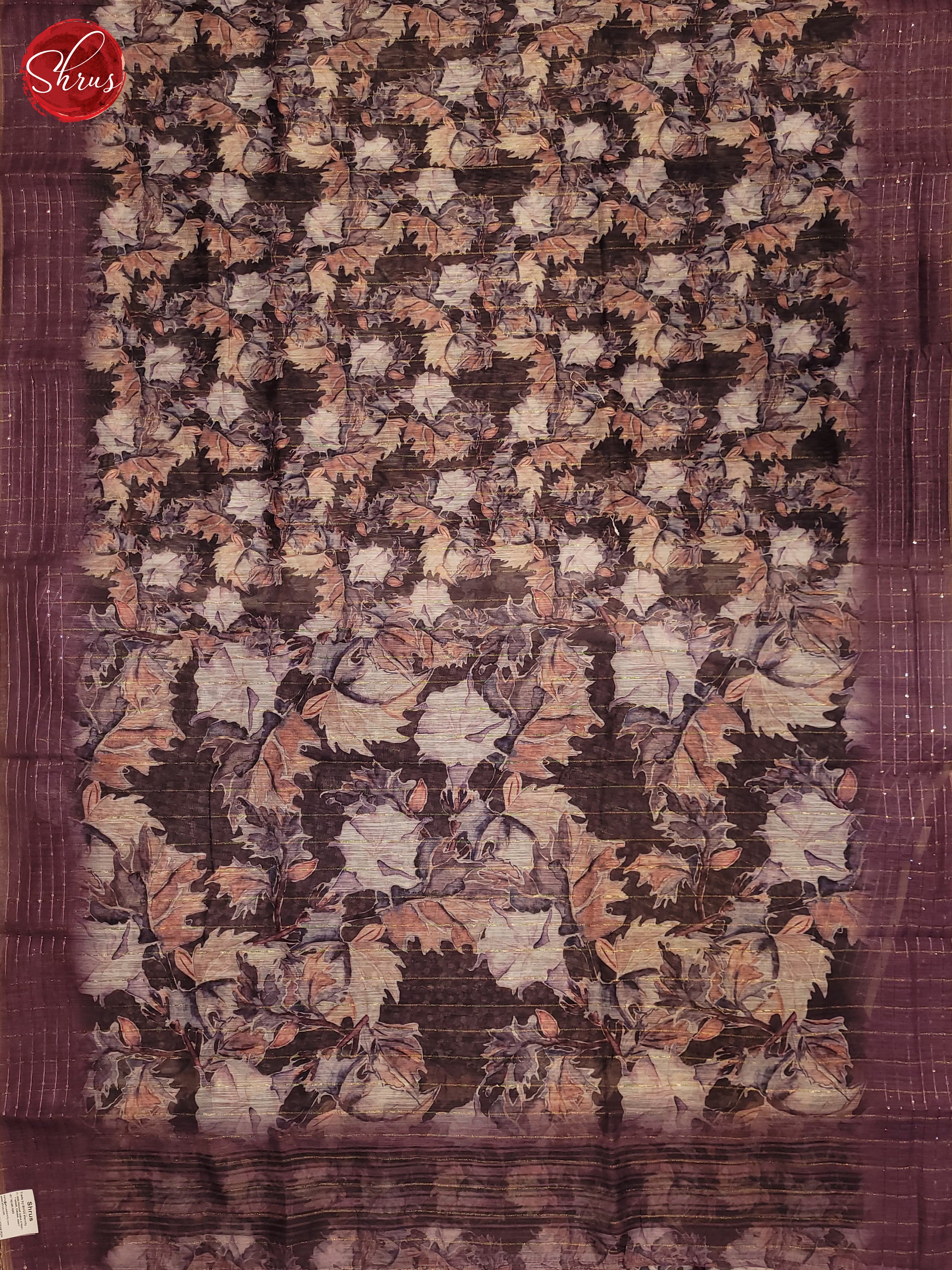 Brown & Lavender- Semi Jute  Saree - Shop on ShrusEternity.com