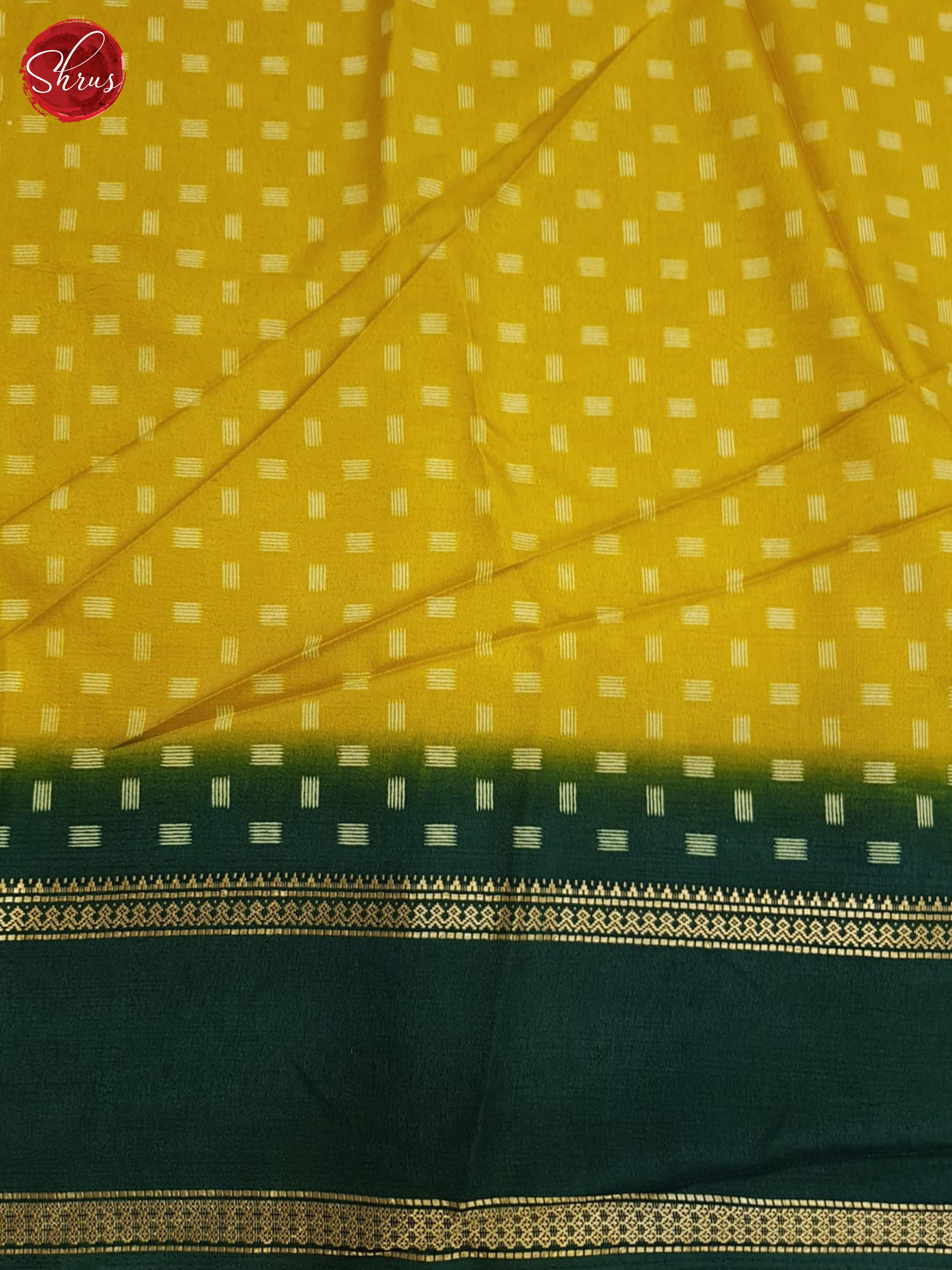 Yellow And Green- Semi Crepe Saree - Shop on ShrusEternity.com