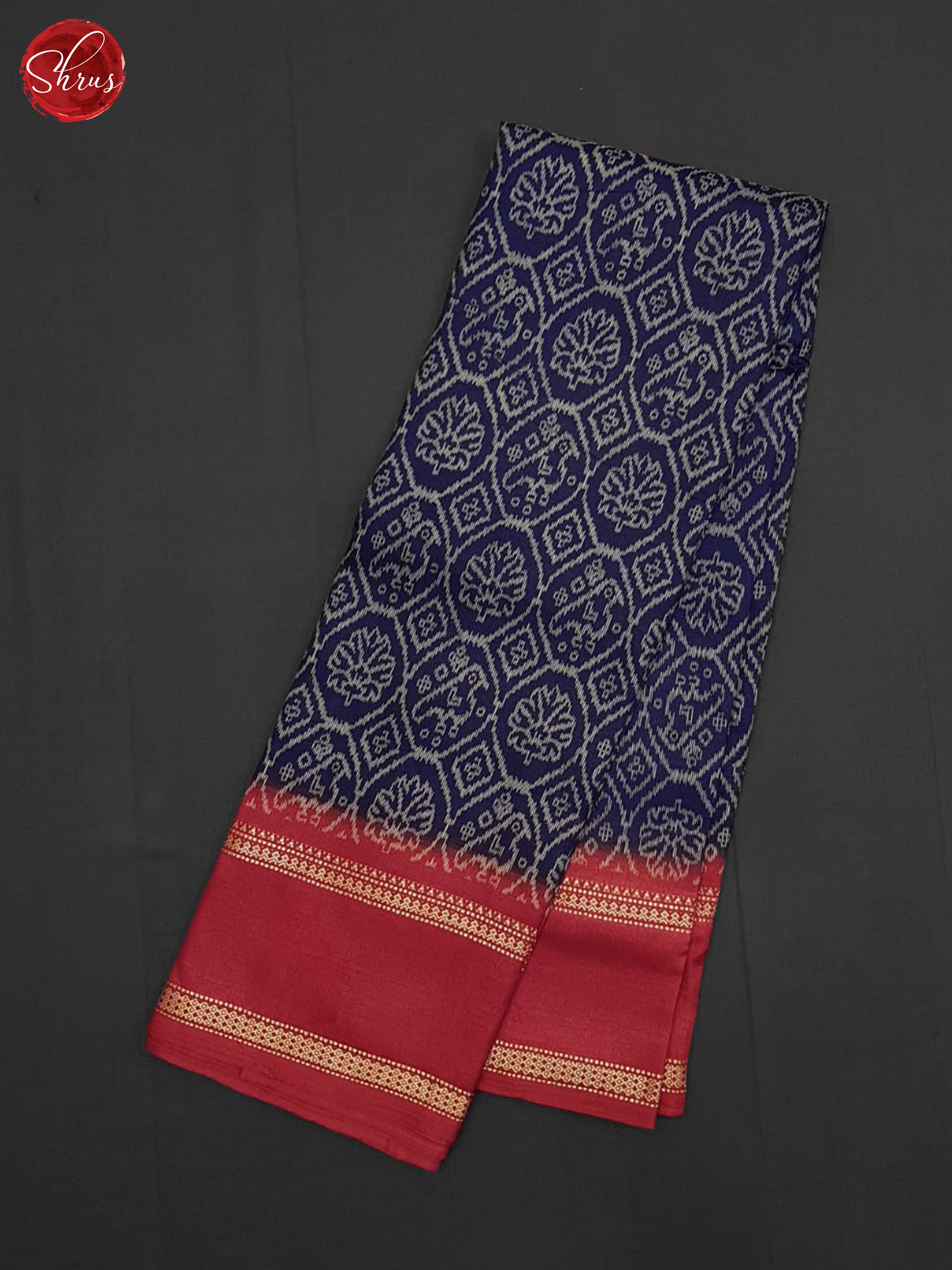 Blue And Red-Semi crepe saree - Shop on ShrusEternity.com