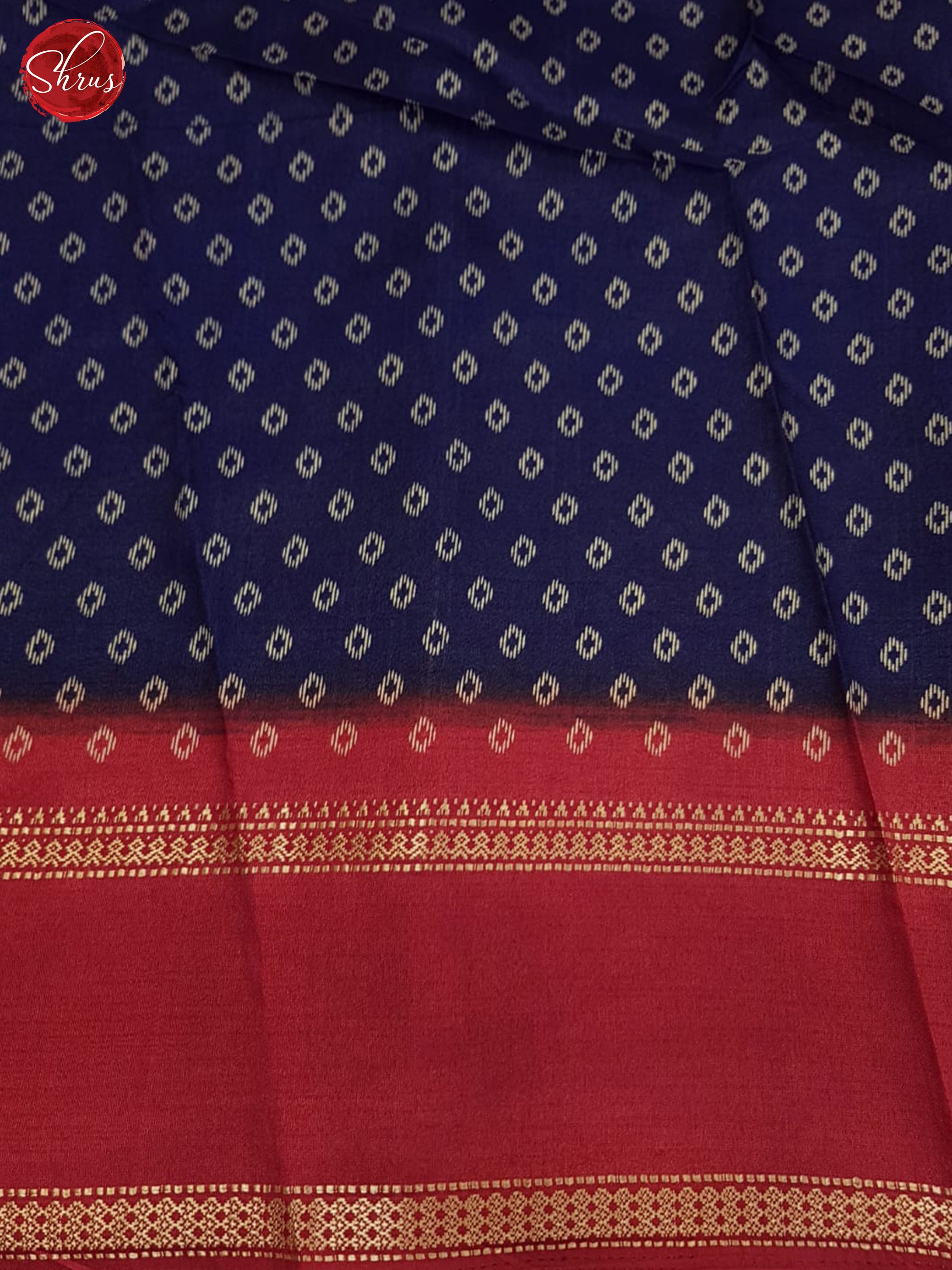 Blue And Red-Semi crepe saree - Shop on ShrusEternity.com