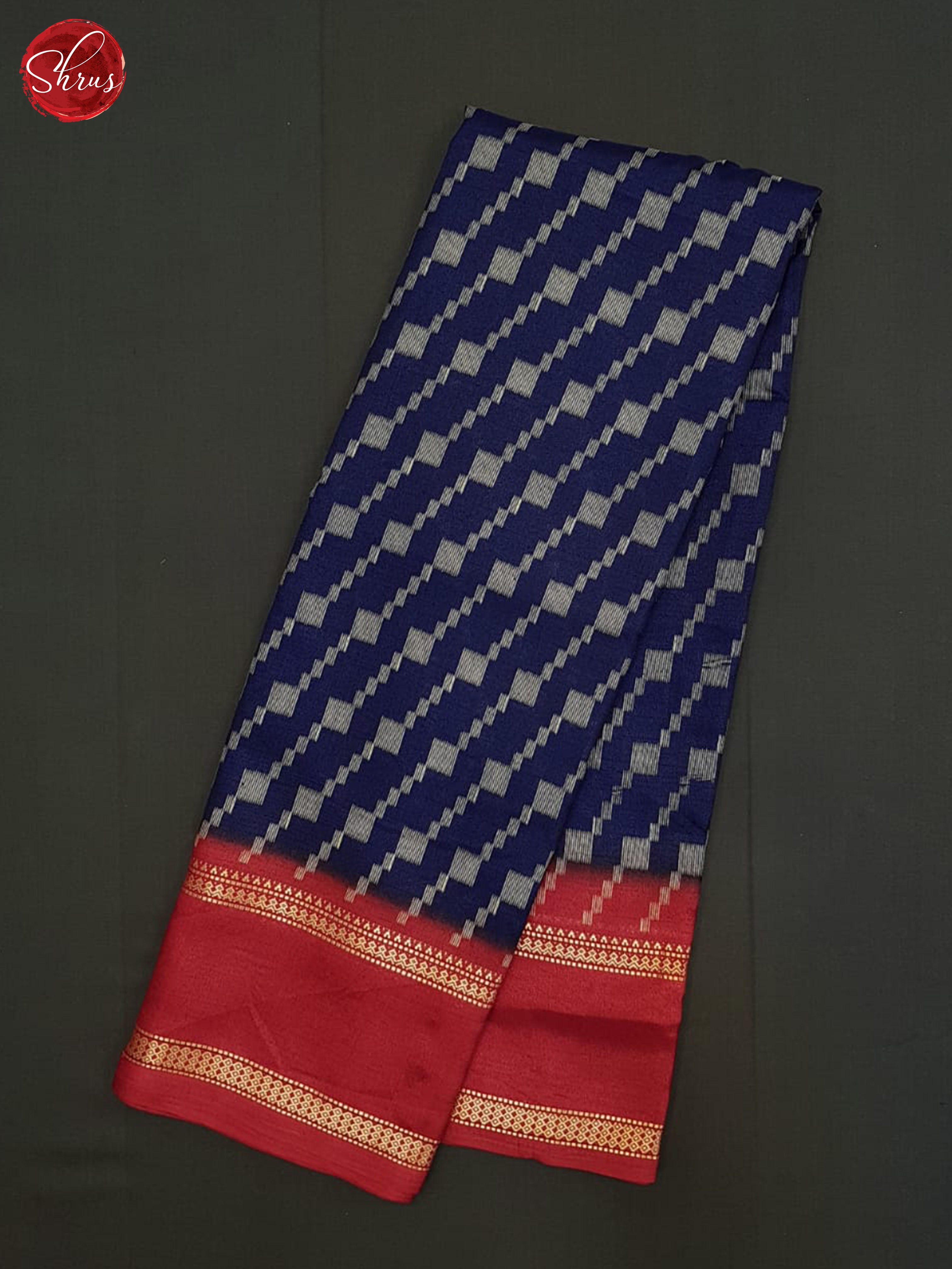 Blue And Red- Semi crepe saree - Shop on ShrusEternity.com