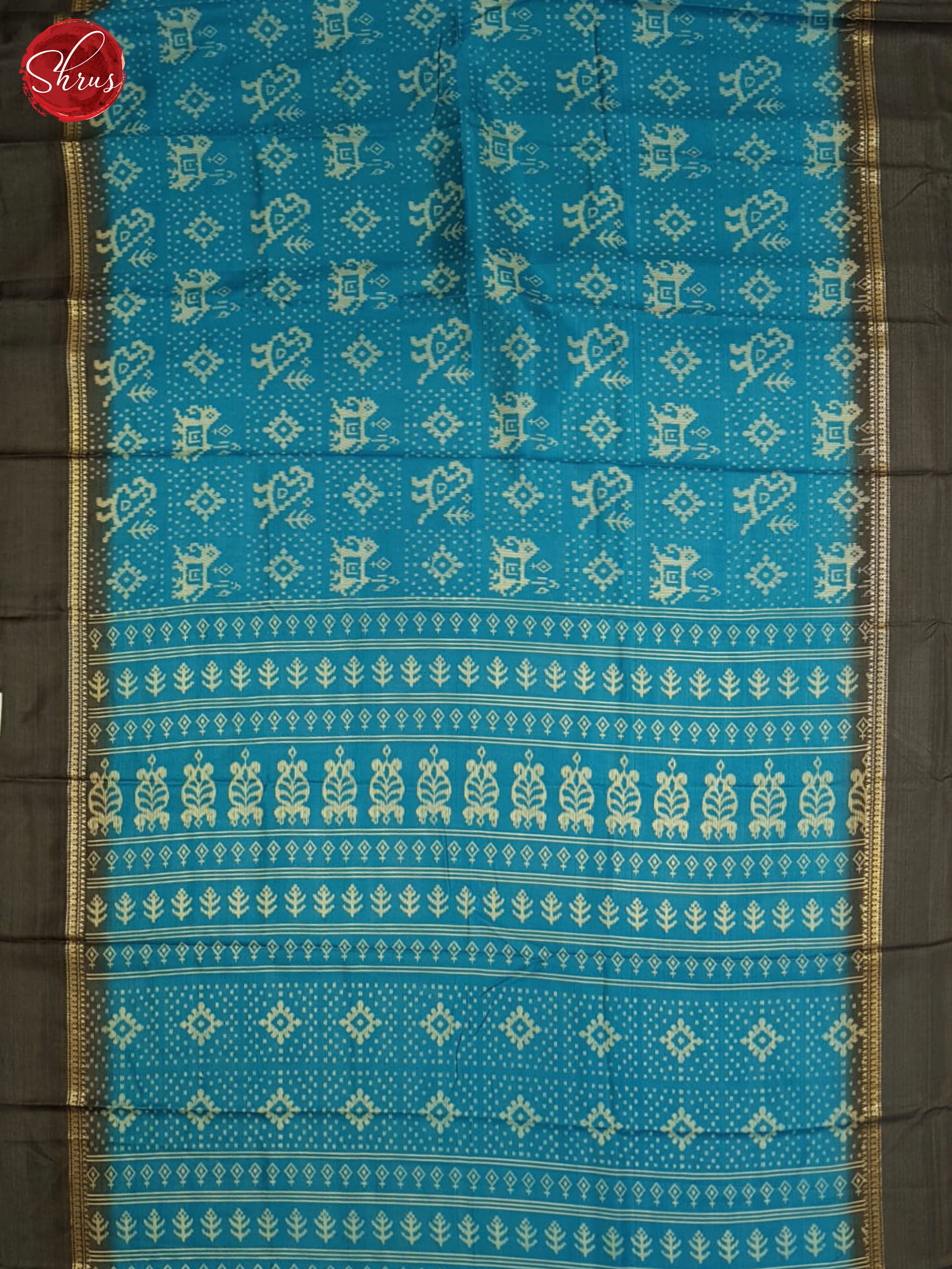 Blue And Grey- Semi crepe saree - Shop on ShrusEternity.com