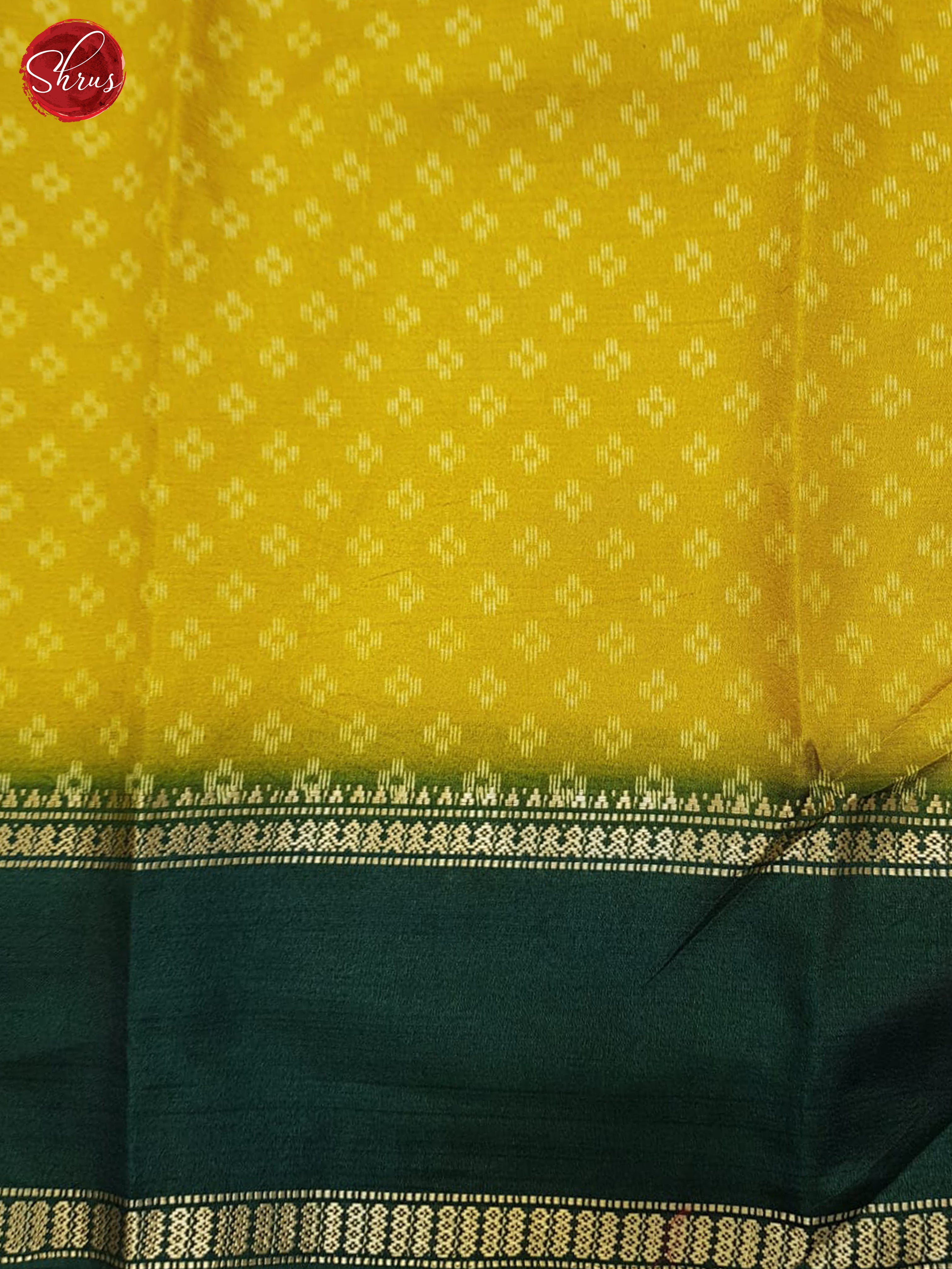 Yellow & Green - Semi Crepe Saree - Shop on ShrusEternity.com