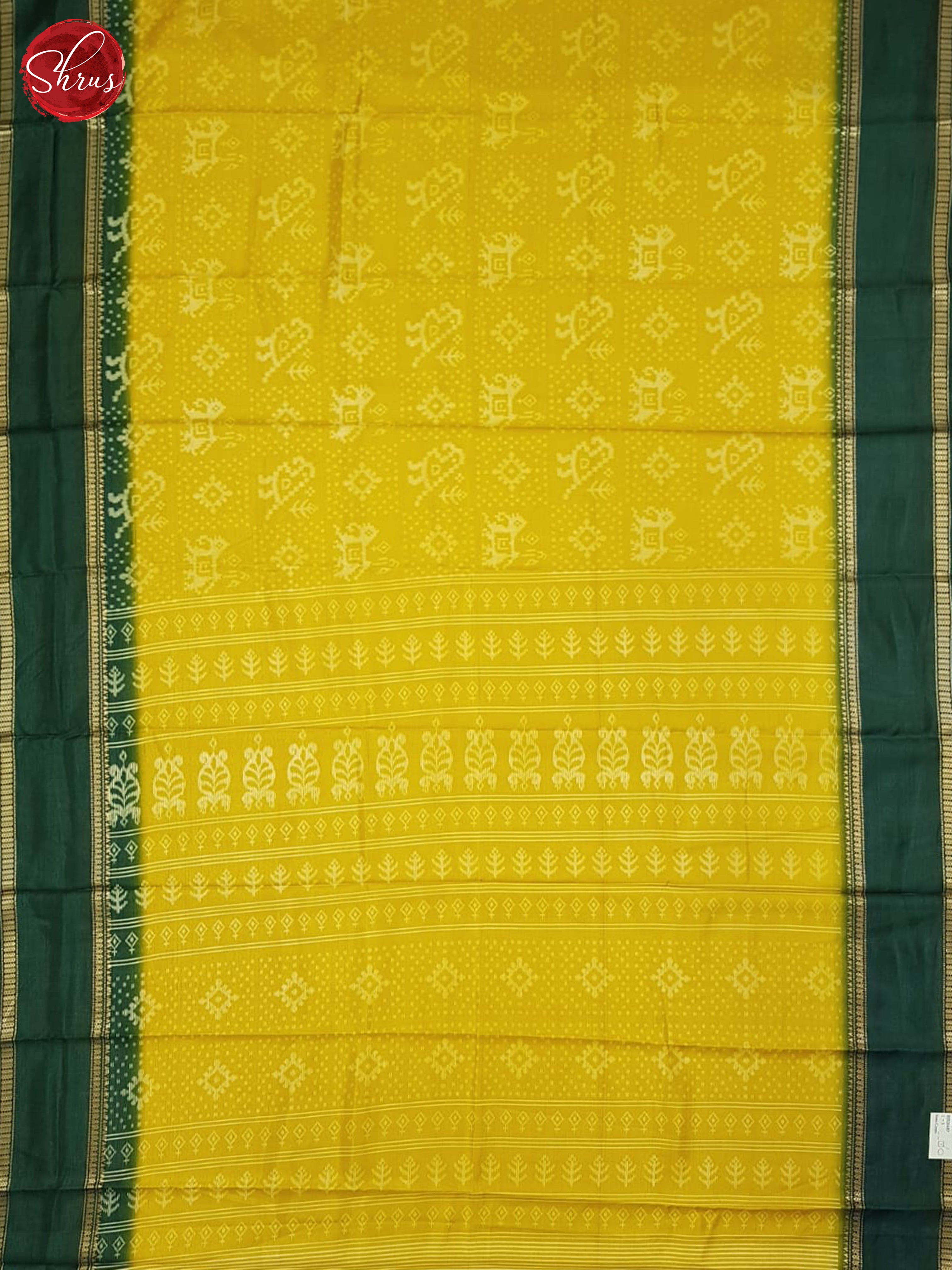 Yellow & Green - Semi Crepe Saree - Shop on ShrusEternity.com