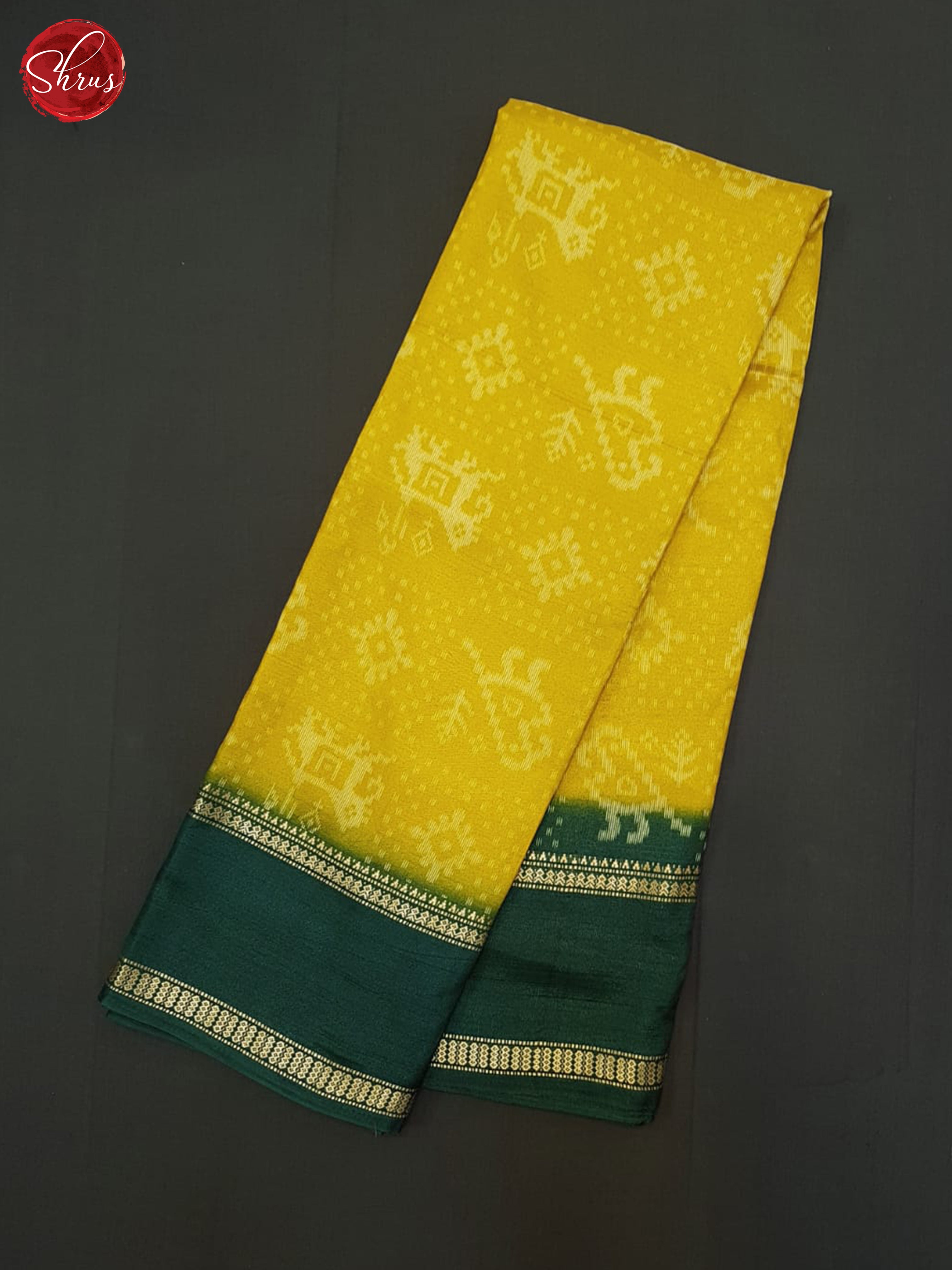 Yellow & Green - Semi Crepe Saree - Shop on ShrusEternity.com