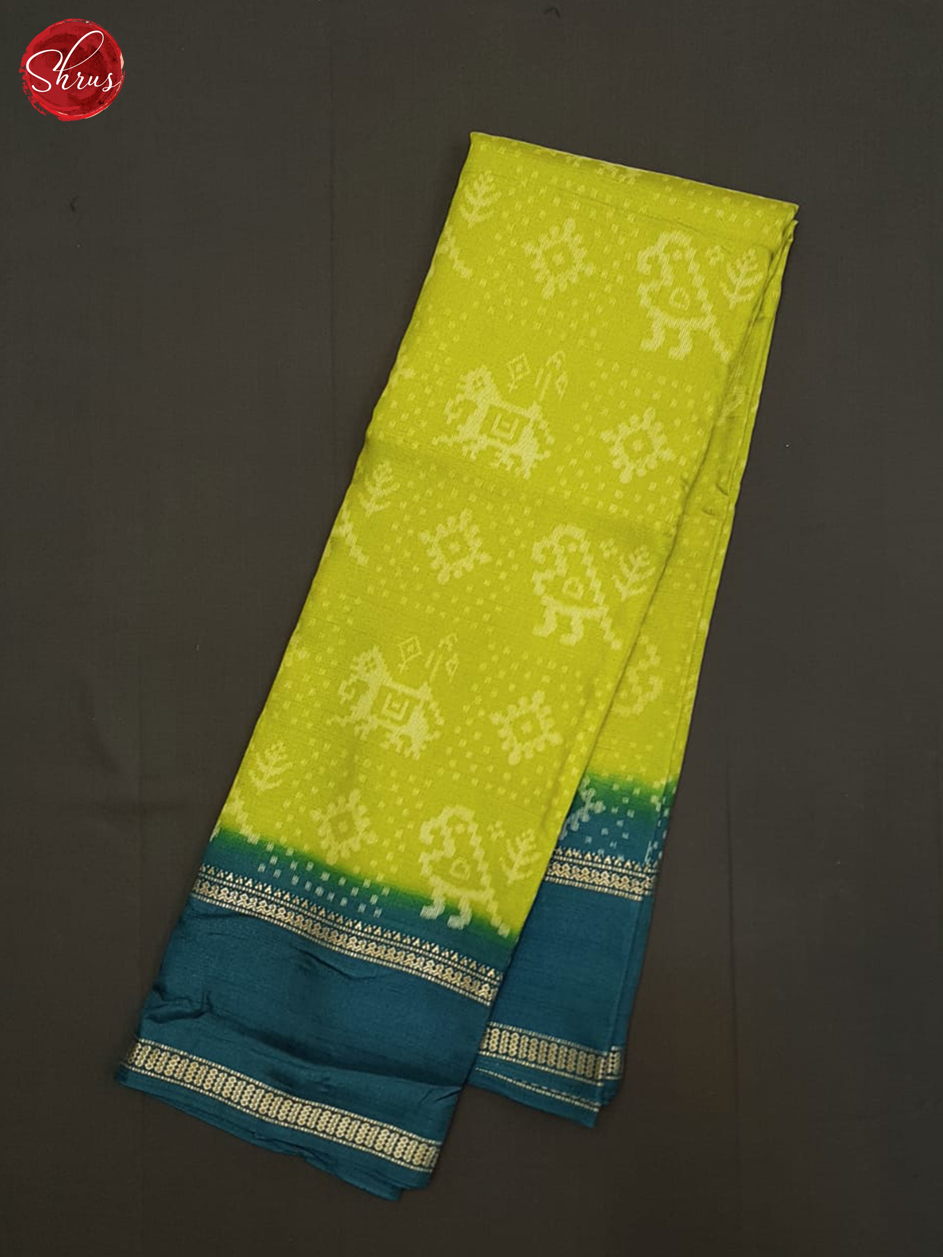 Green And Peacock Neck- Semi Crepe Saree - Shop on ShrusEternity.com