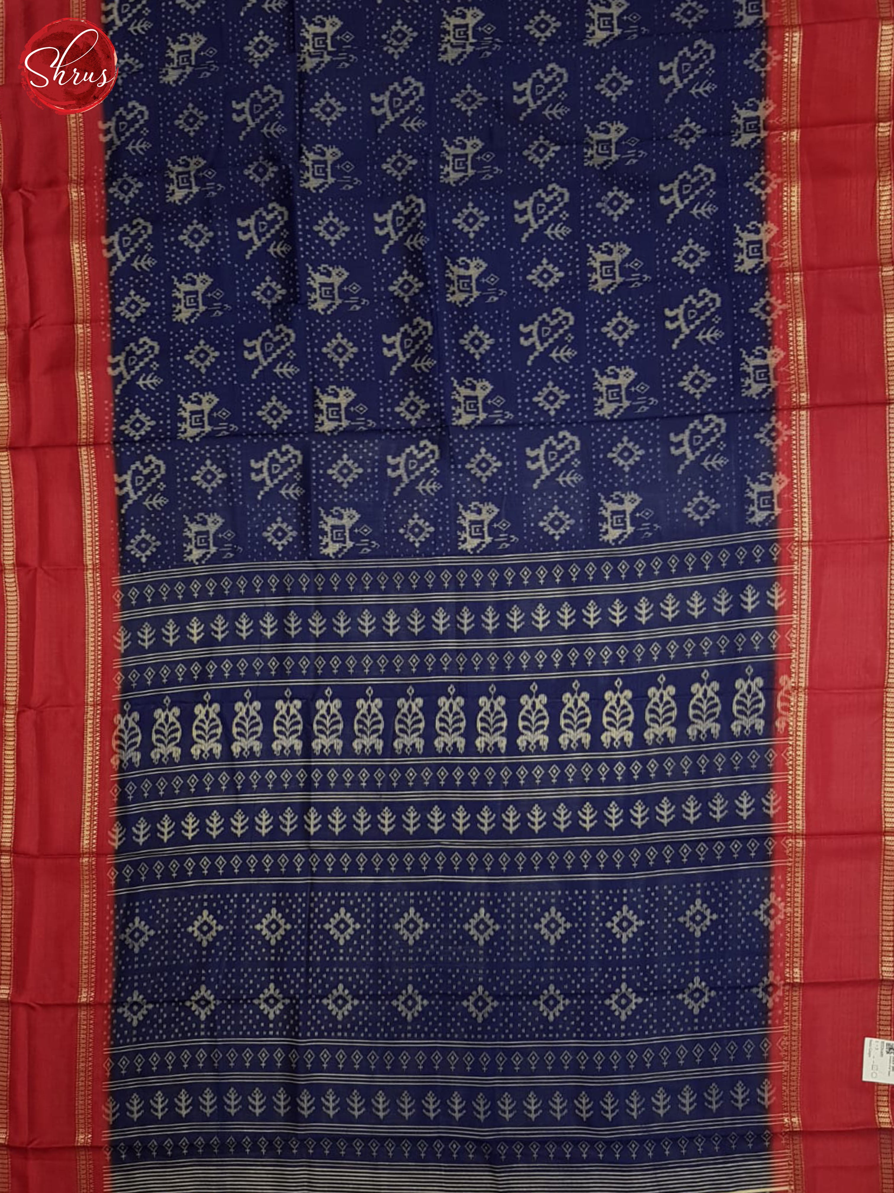 Blue And Red-Semi crepe saree - Shop on ShrusEternity.com