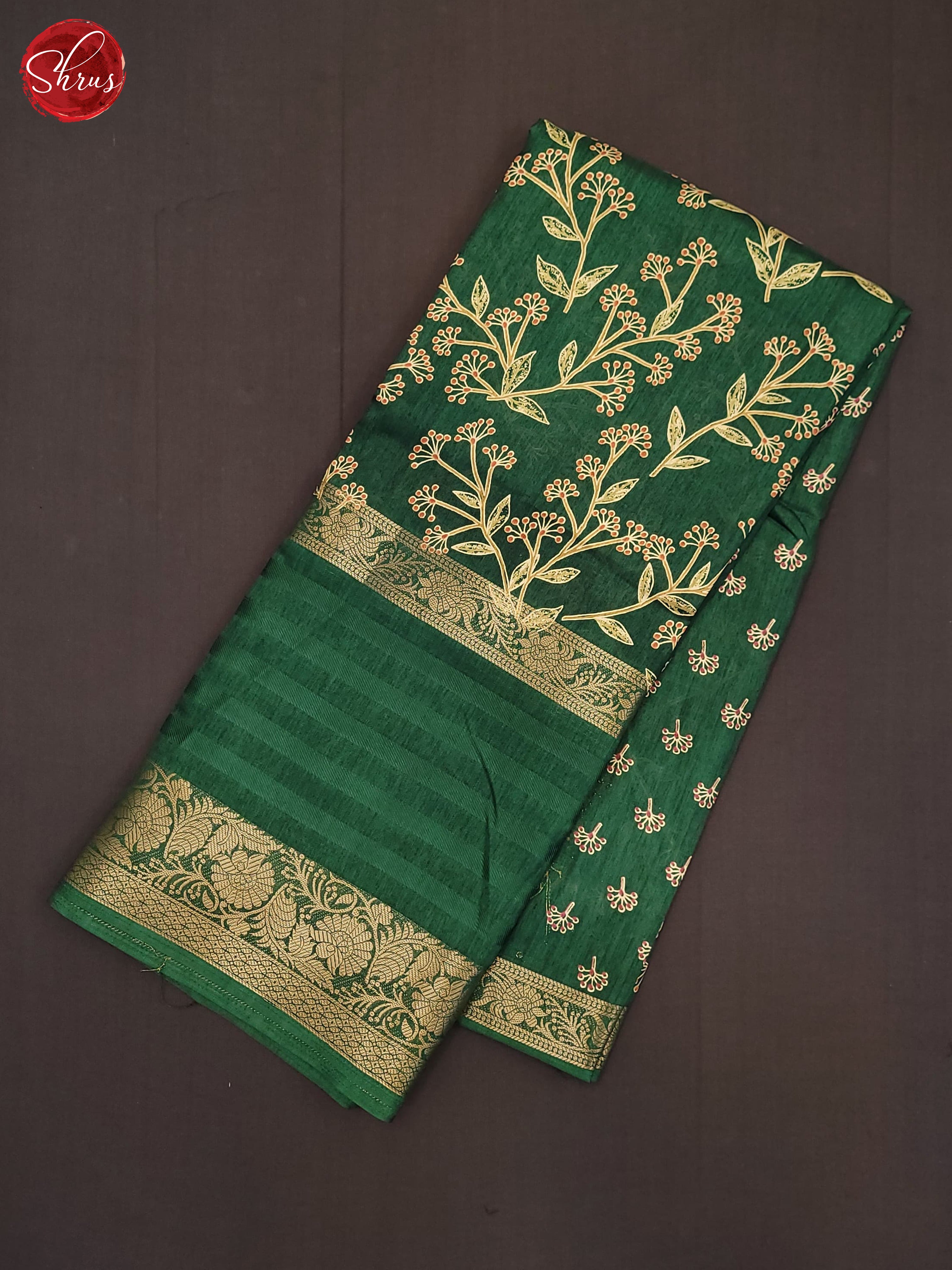 Green(Single Tone)- Semi Crepe Saree - Shop on ShrusEternity.com