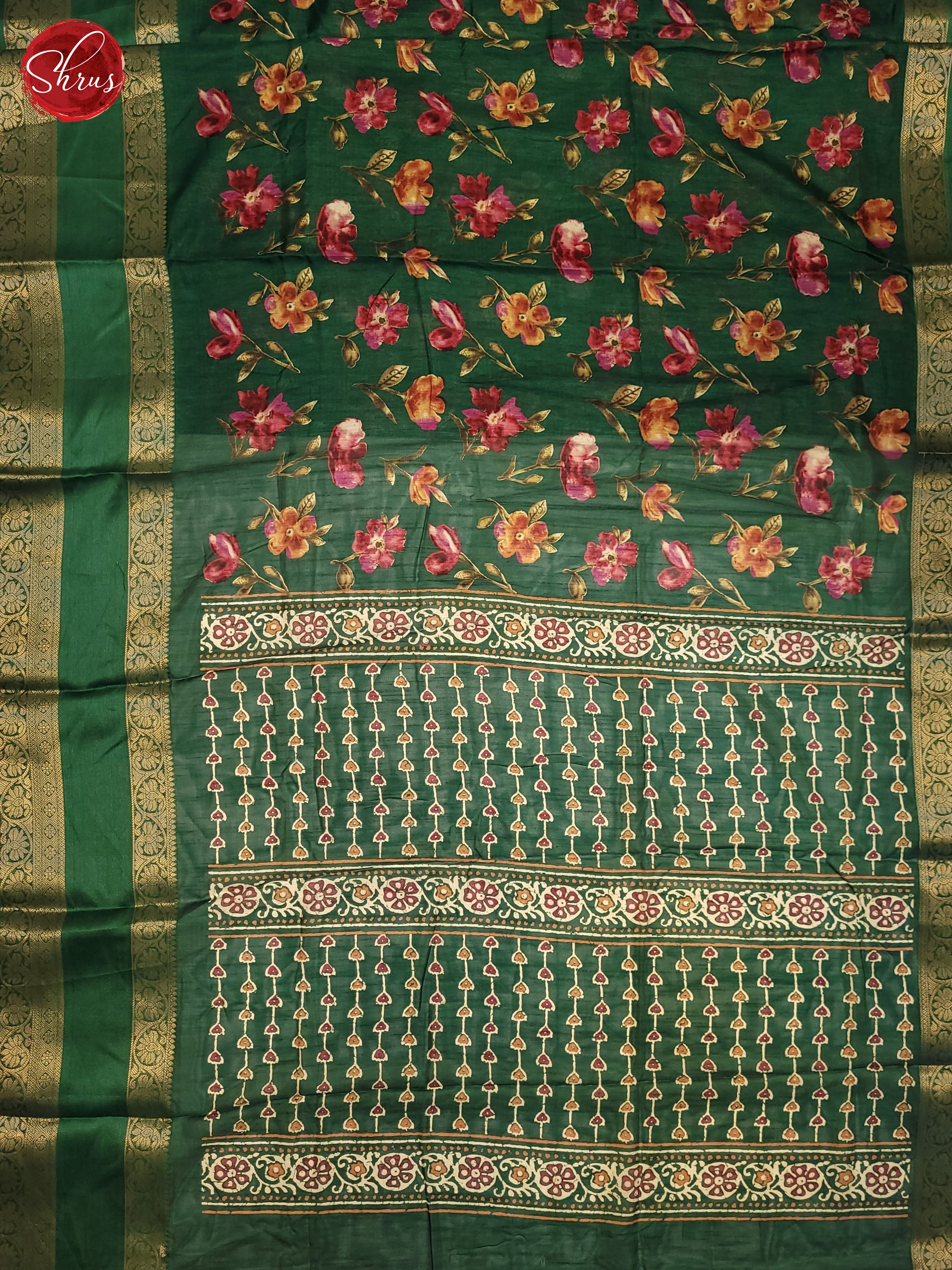 Green(Single tone) - Semi Crepe Saree - Shop on ShrusEternity.com