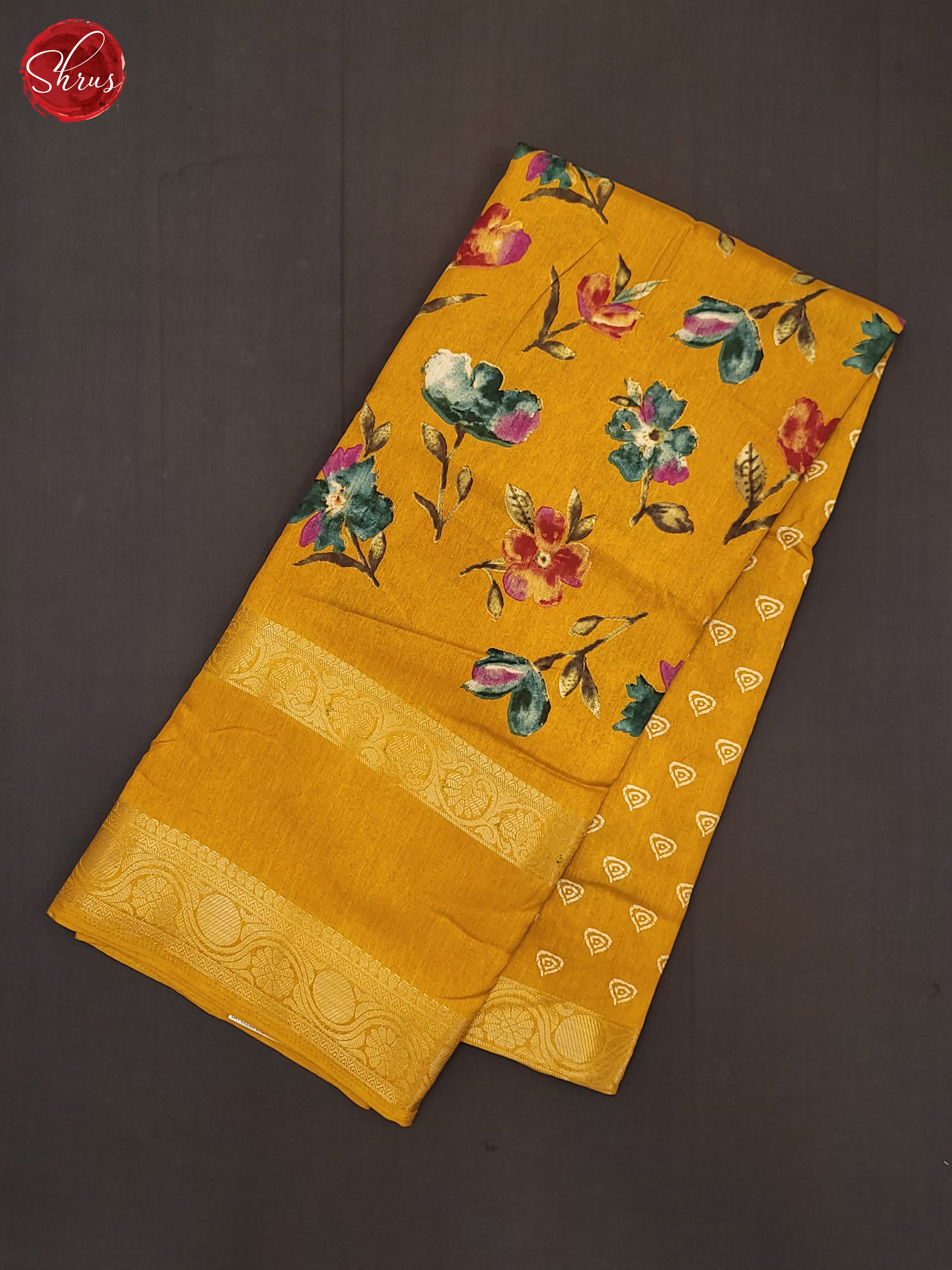 Yellow(Single Tone)- Semi Crepe Saree - Shop on ShrusEternity.com