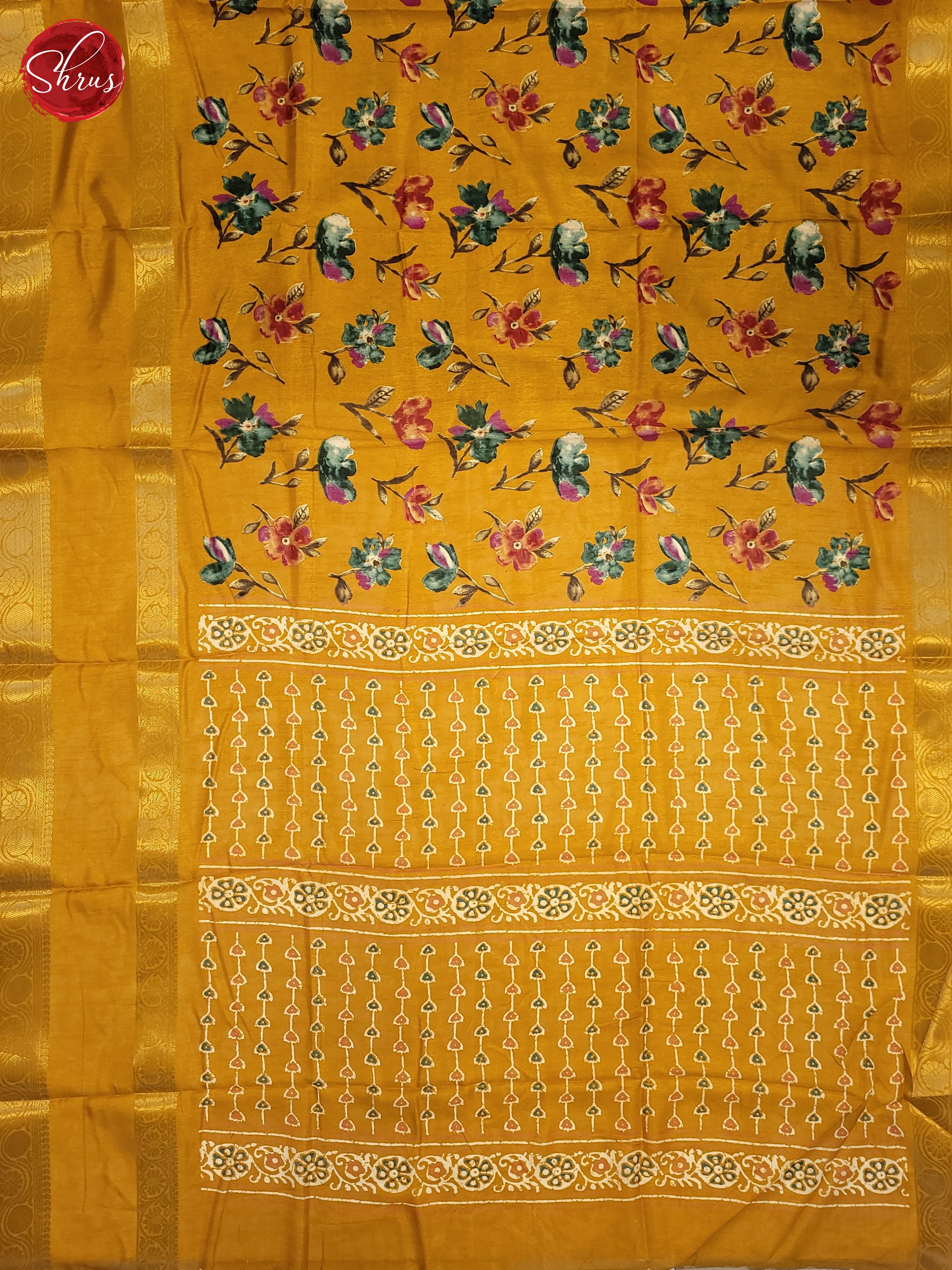 Yellow(Single Tone)- Semi Crepe Saree - Shop on ShrusEternity.com