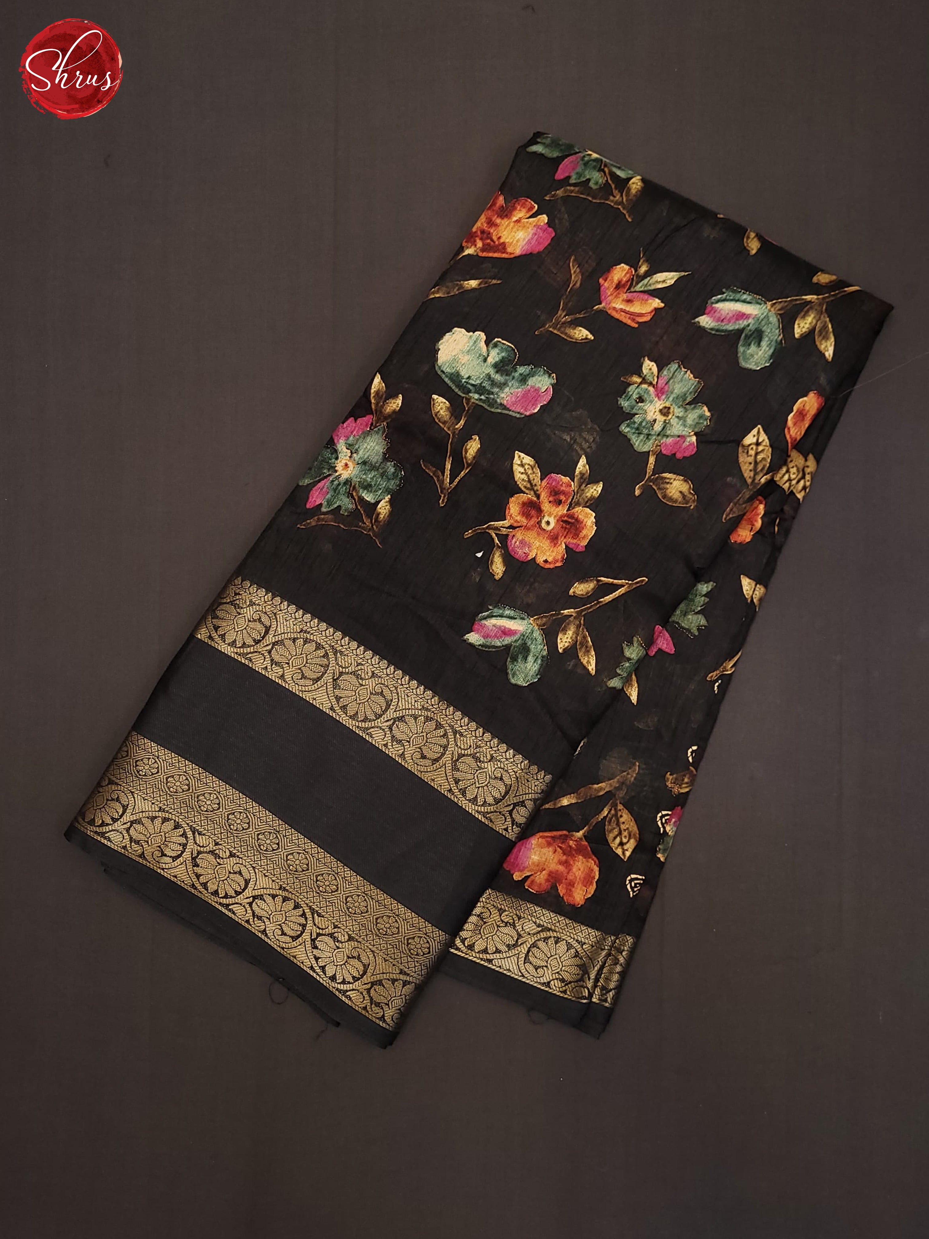 Black(Single Tone) - Semi Crepe  Saree - Shop on ShrusEternity.com