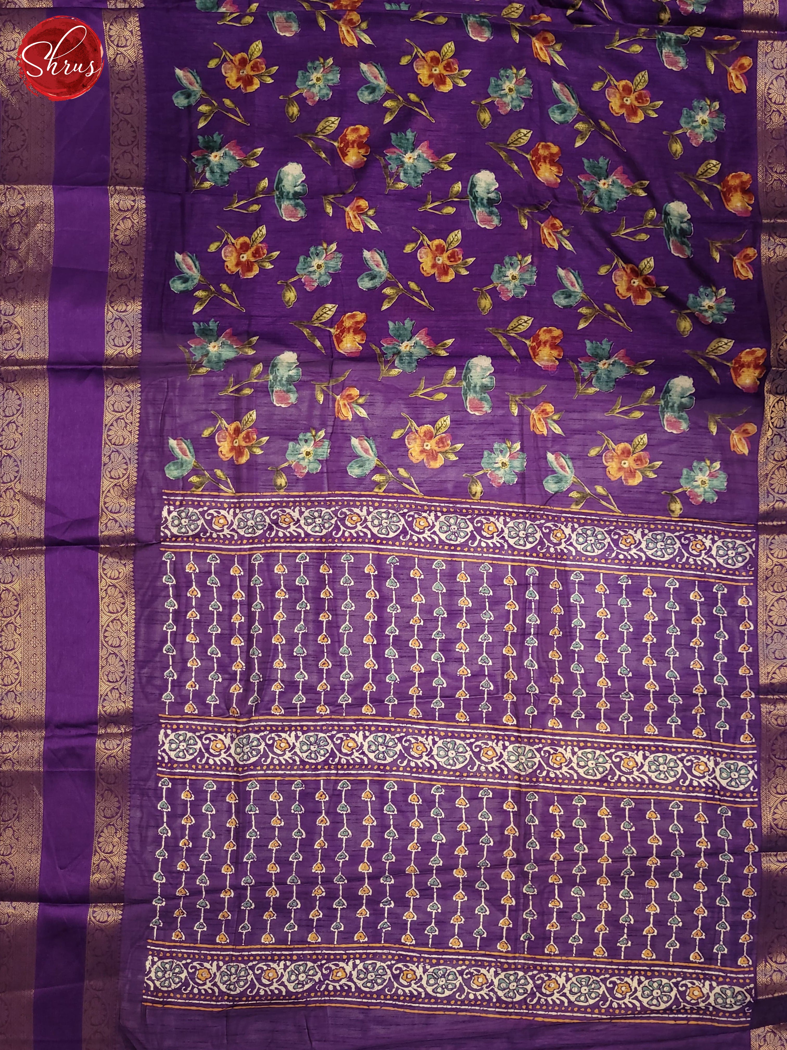 Purple(Single Tone) - Semi Crepe Saree - Shop on ShrusEternity.com