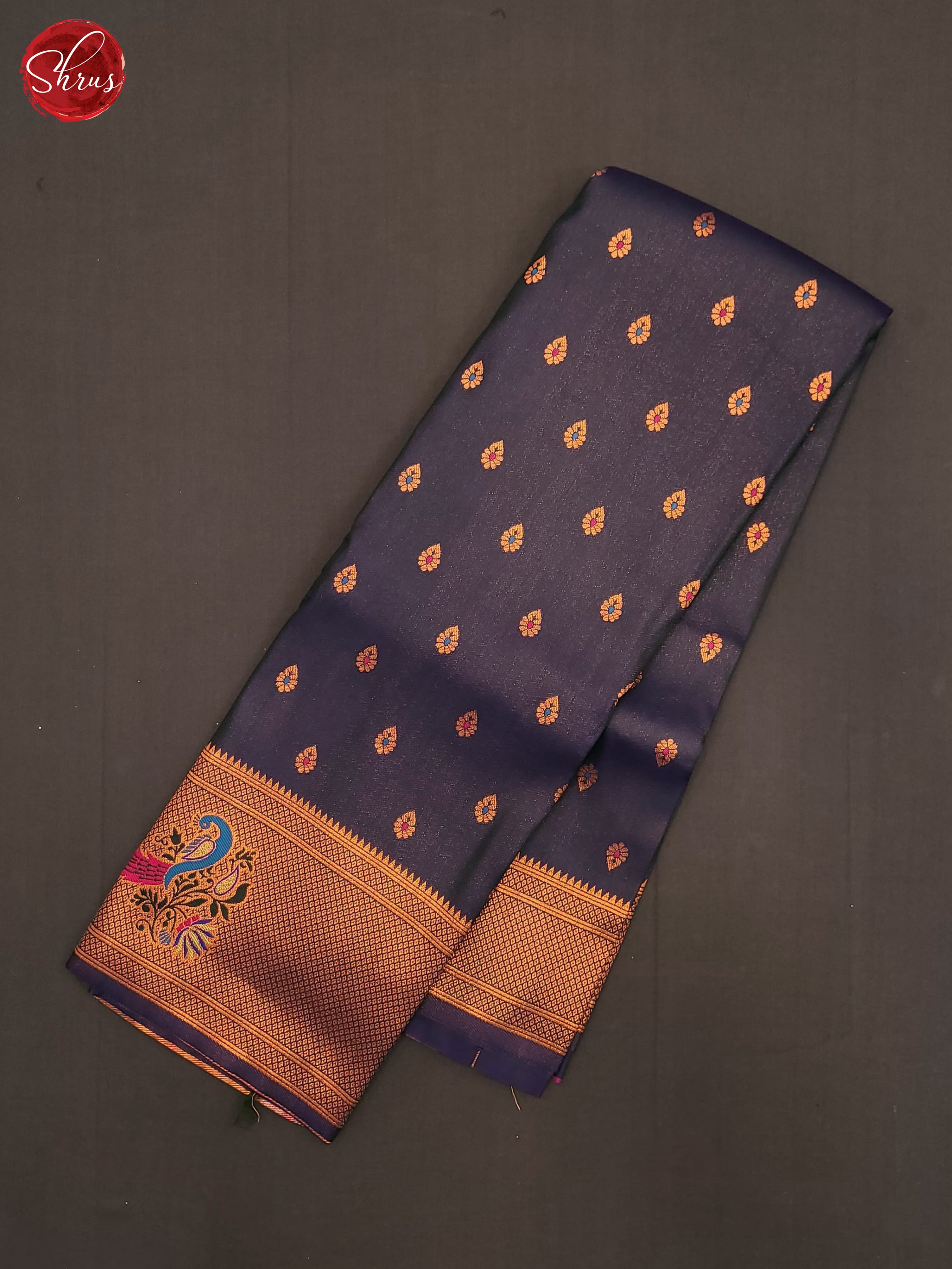 Peacock Blue & Pink- Semi Paithani Saree - Shop on ShrusEternity.com