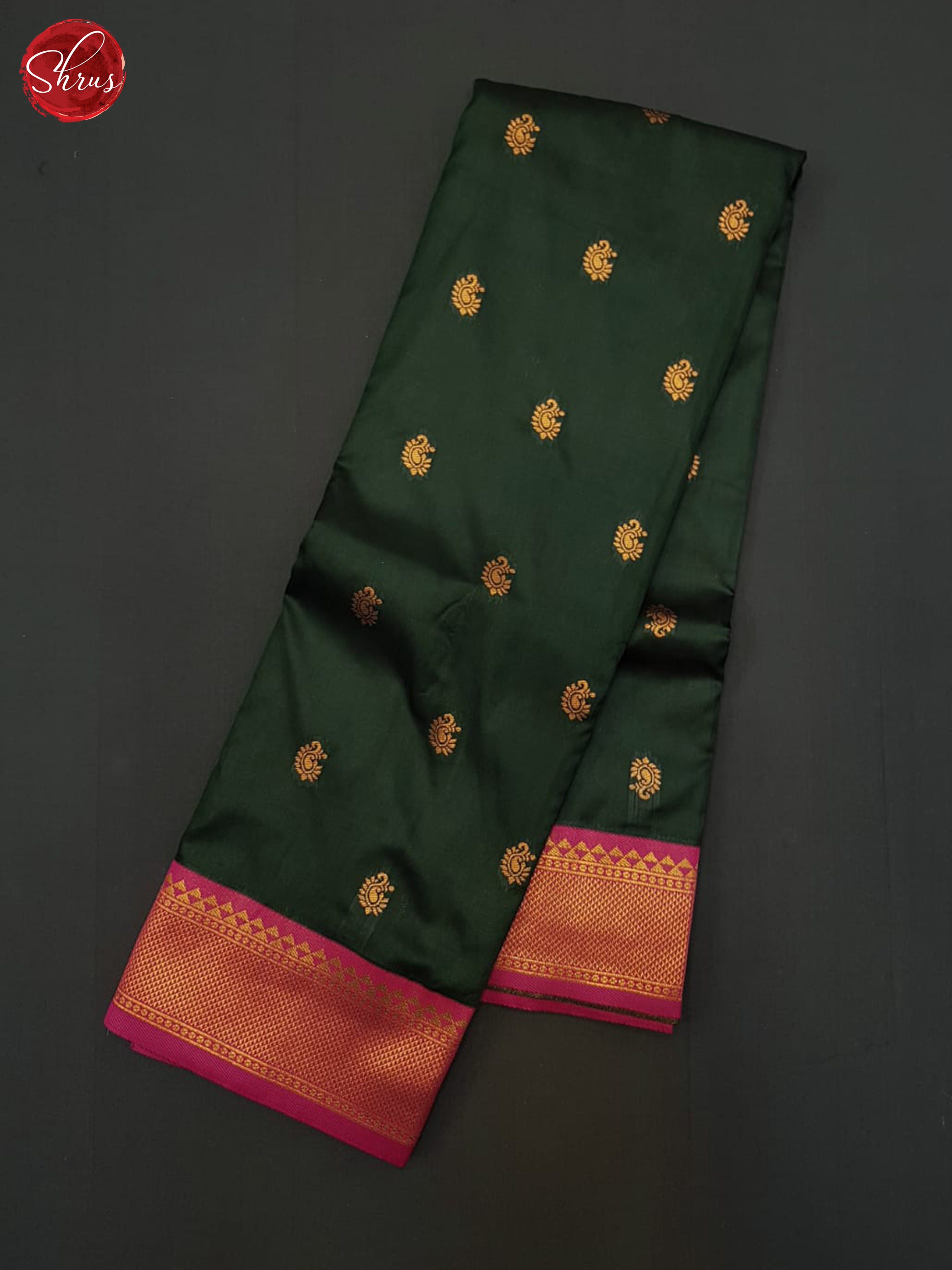 Green and Pink - Semi Kanchipuram Saree - Shop on ShrusEternity.com