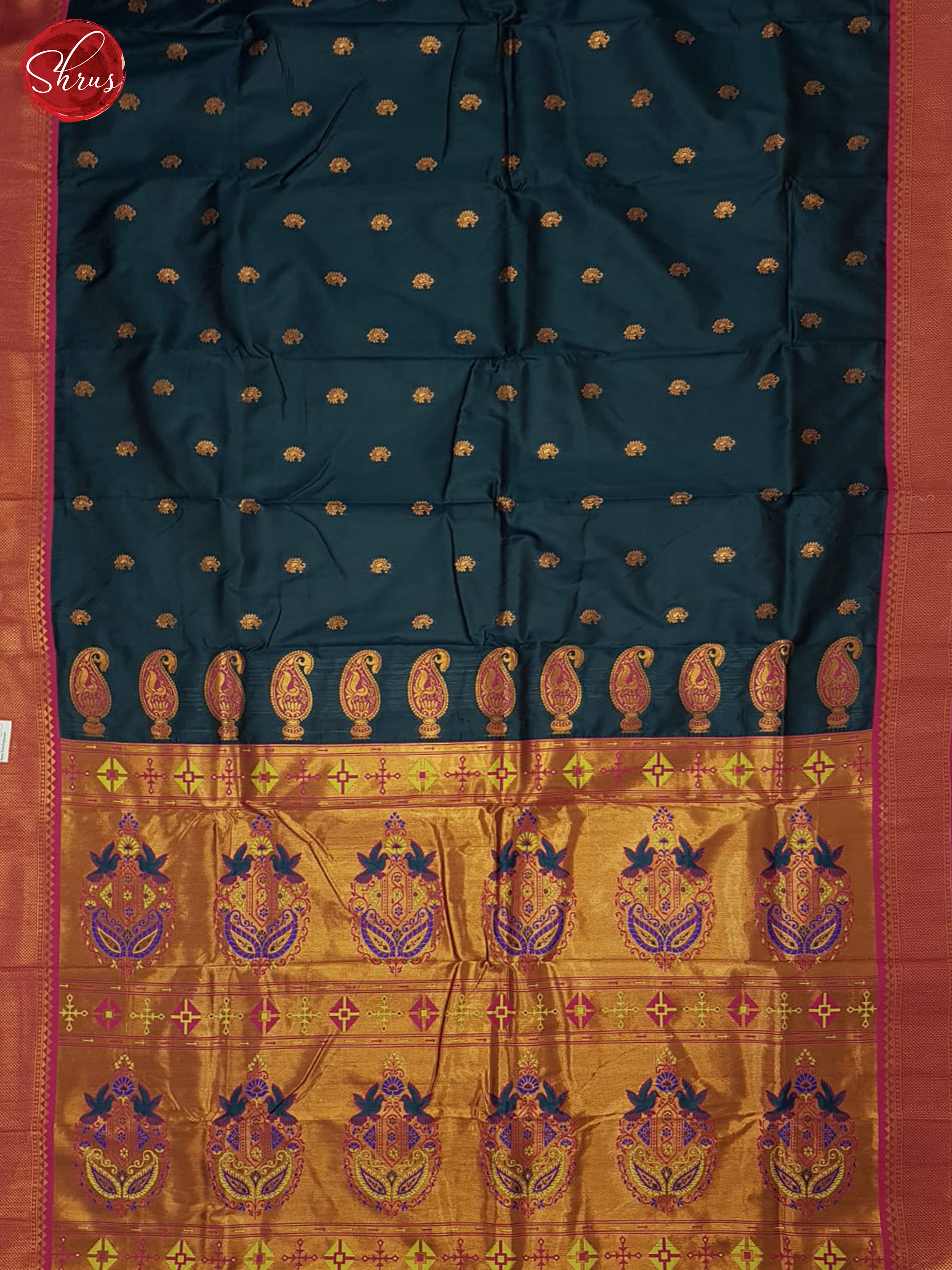 Blue and Pink - Semi Kanchipuram Saree - Shop on ShrusEternity.com