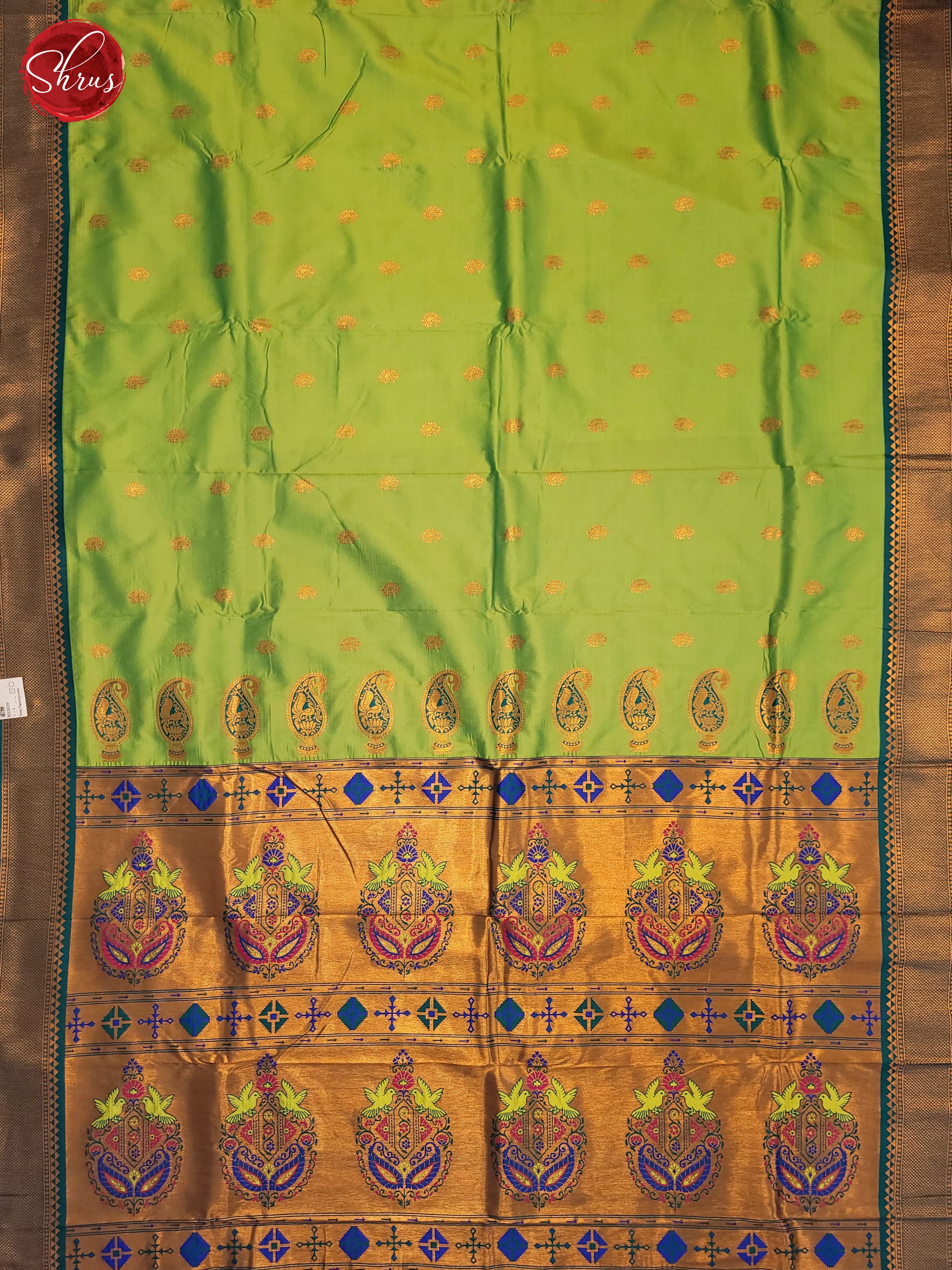 Green & Peacock Green- Semi Kanchipuram Saree - Shop on ShrusEternity.com