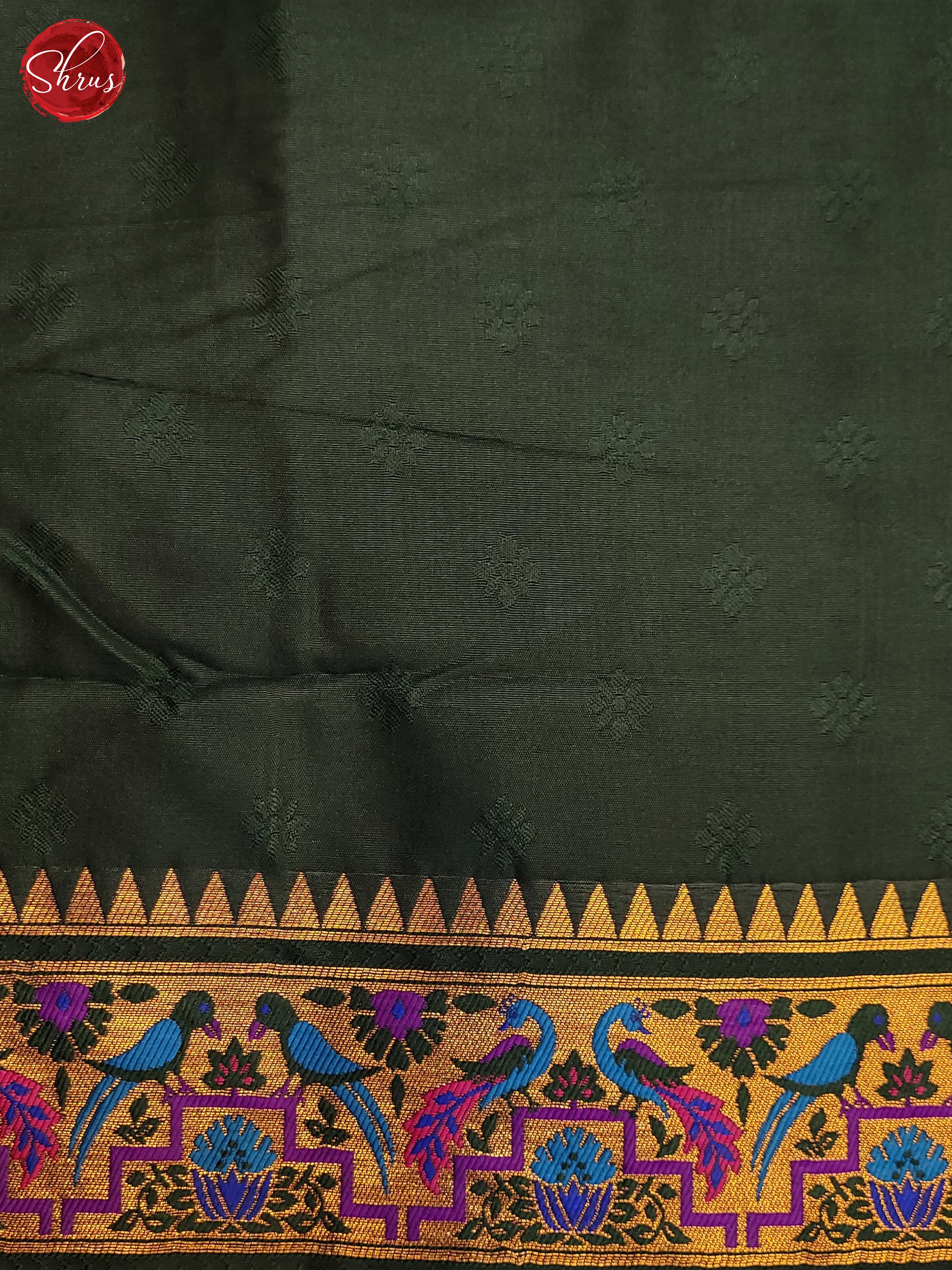 Bottle Green(Single Tone) - Semi Paithani Saree - Shop on ShrusEternity.com