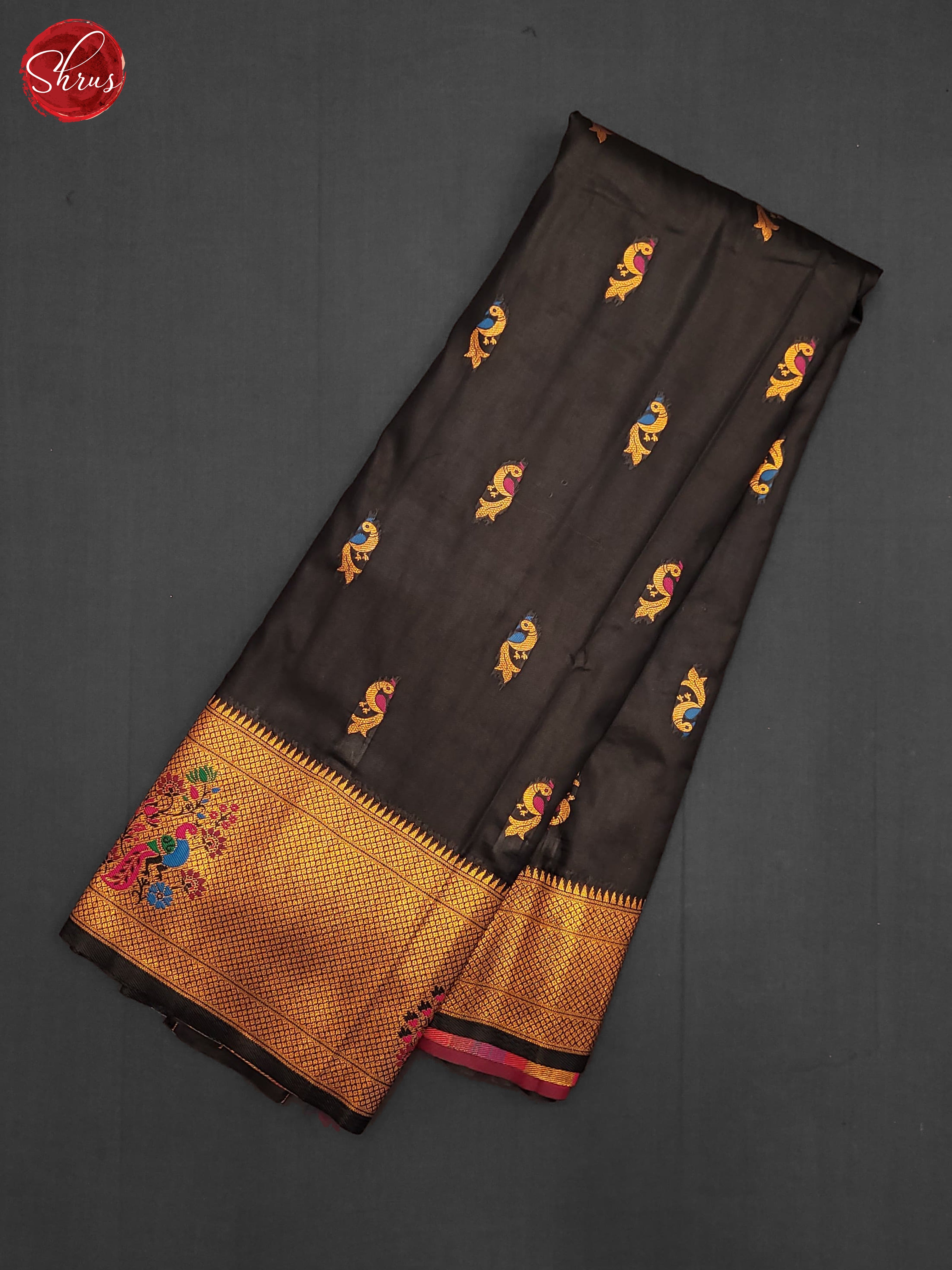 Black & Pink- Semi Paithani  Saree - Shop on ShrusEternity.com