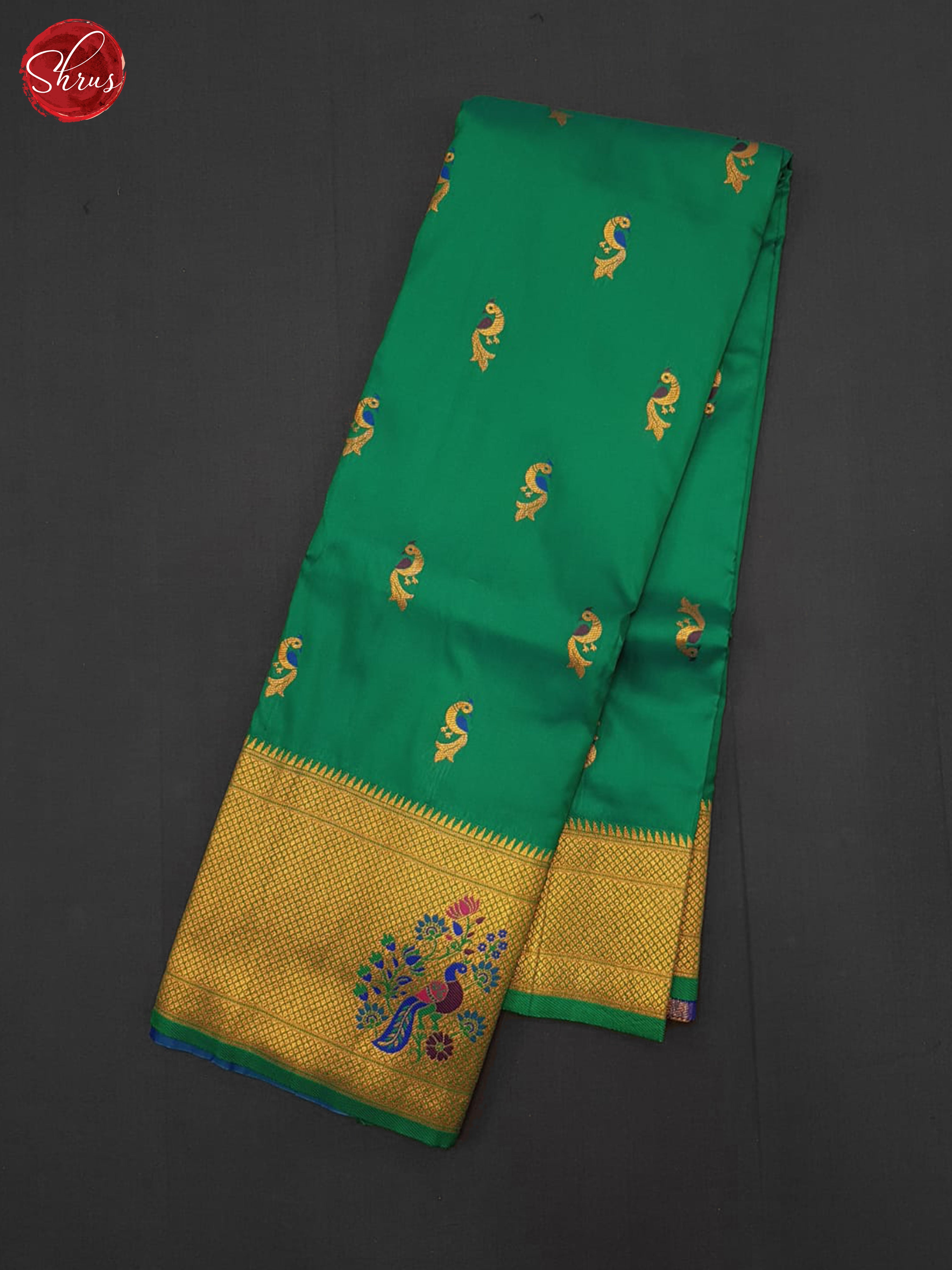 Green  & Blue - Semi Paithani  Saree - Shop on ShrusEternity.com