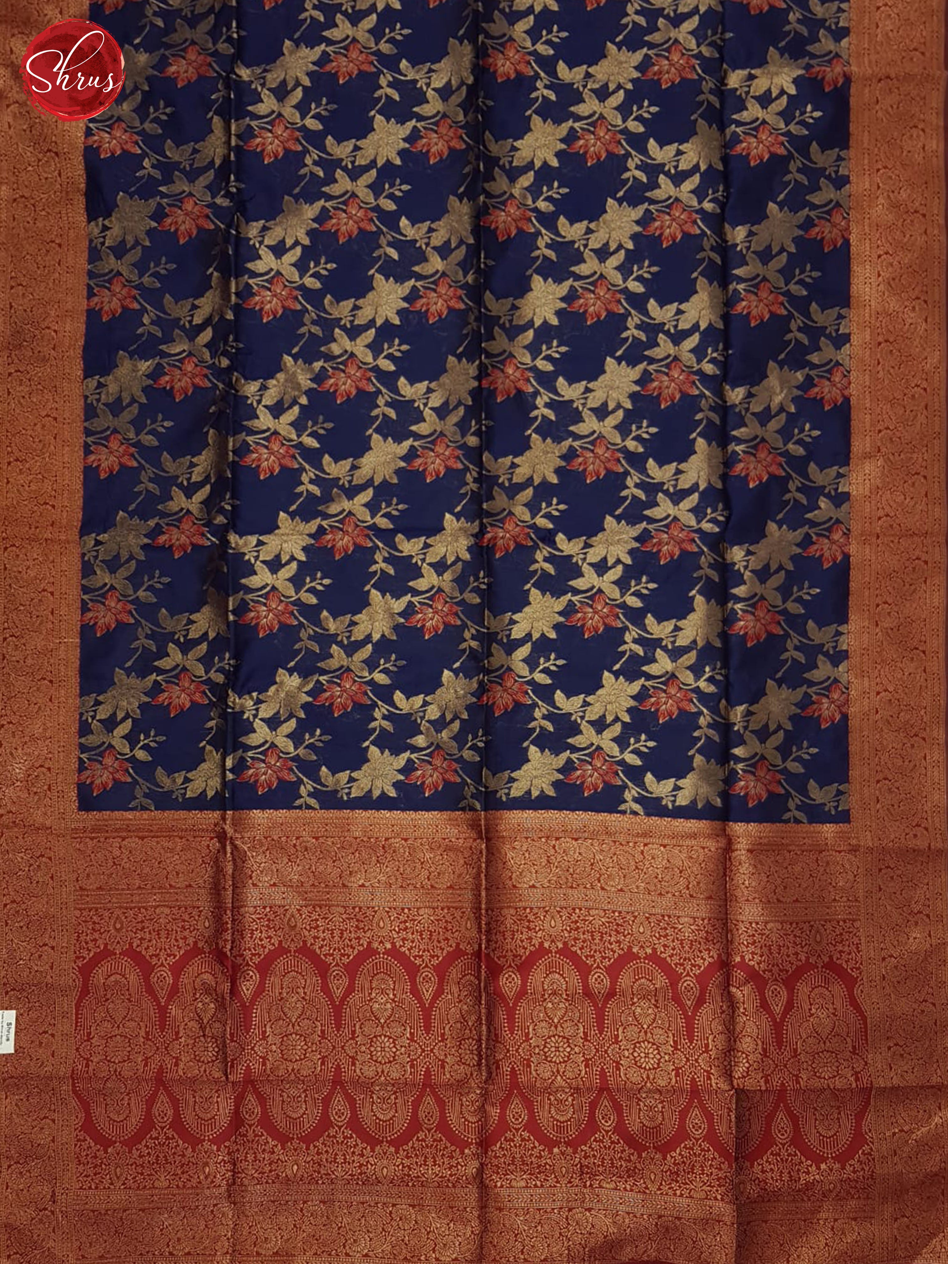 Blue & Arakku Maroon - Semi Softsilk Saree - Shop on ShrusEternity.com