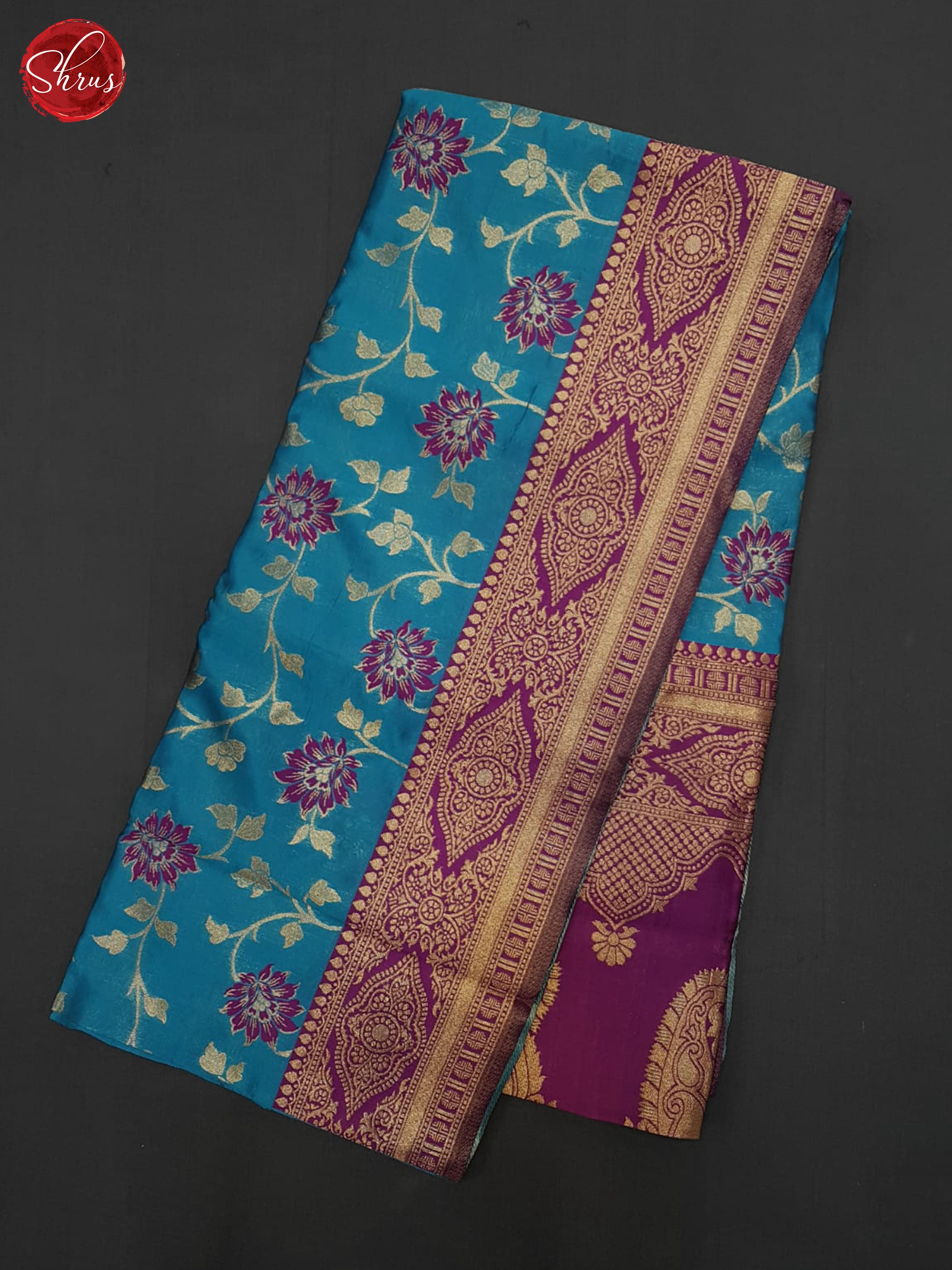 Blue & Purple- Semi Softsilk Saree - Shop on ShrusEternity.com