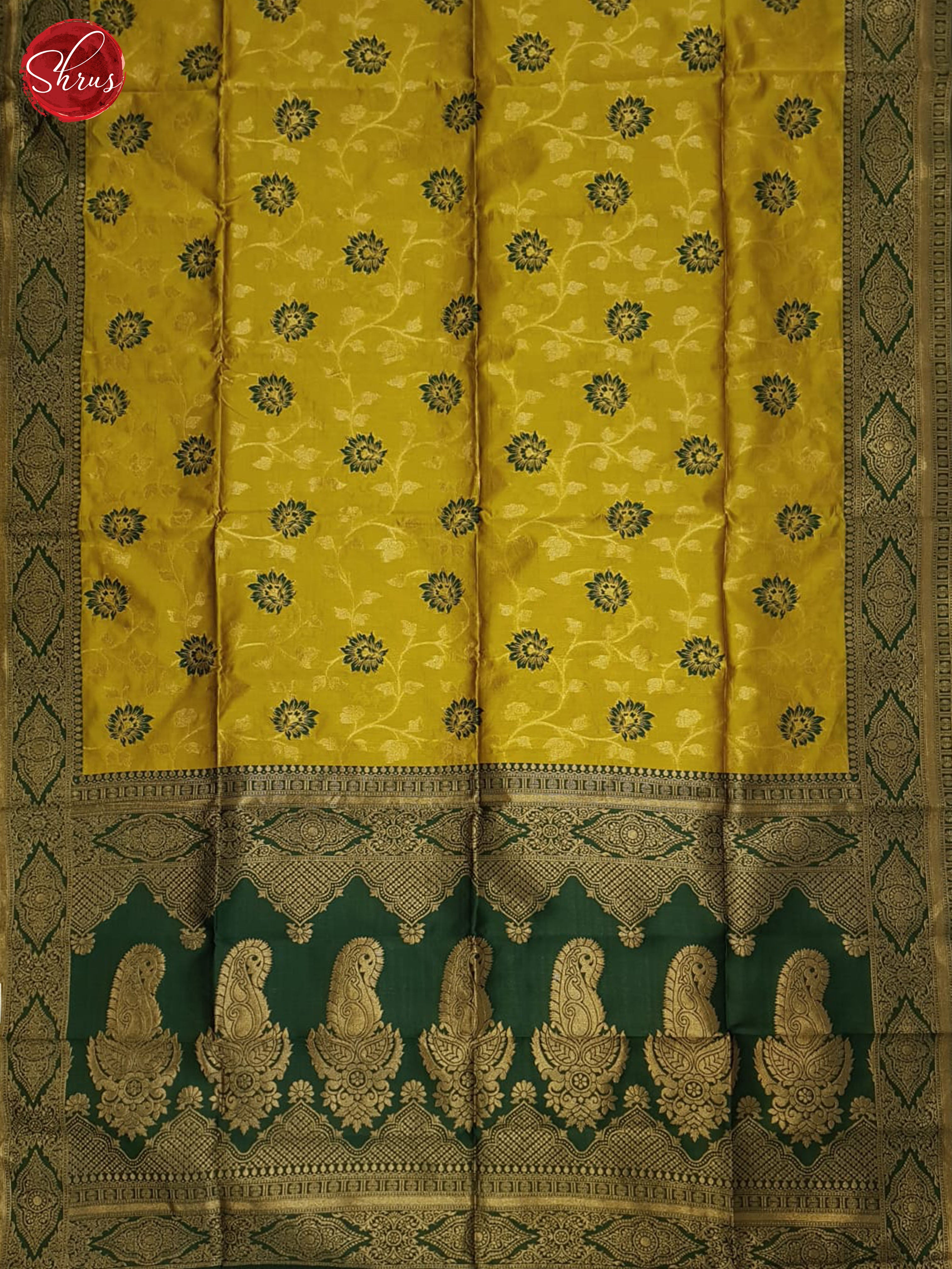 Mustard & Green - Semi Softsilk Saree - Shop on ShrusEternity.com