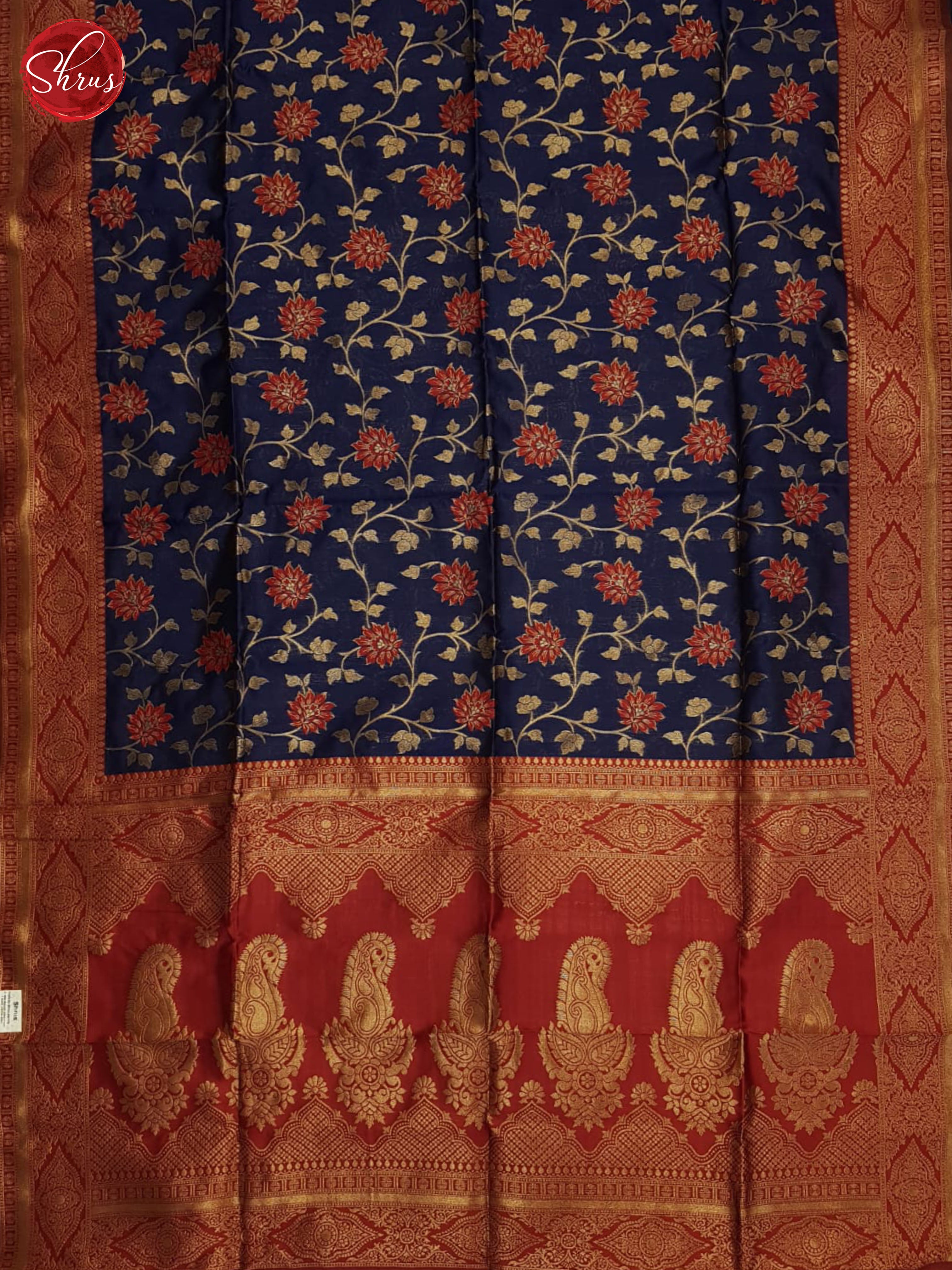 Blue And Red - Semi Softsilk Saree - Shop on ShrusEternity.com