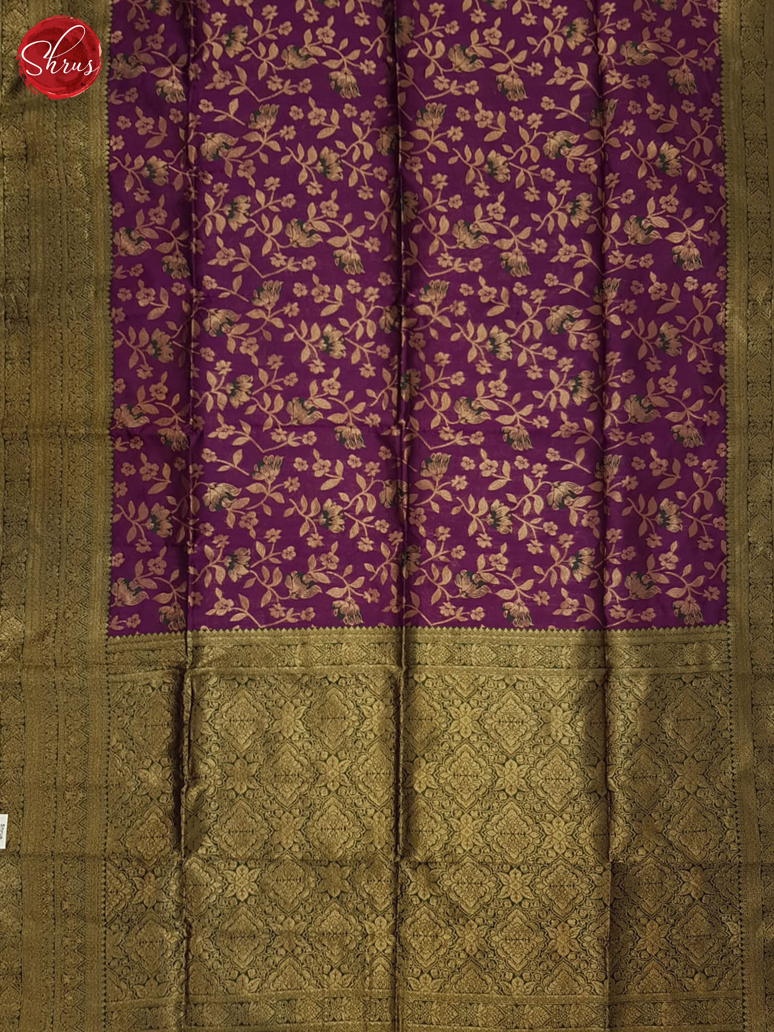 Wine & Green - Semi Softsilk Saree - Shop on ShrusEternity.com