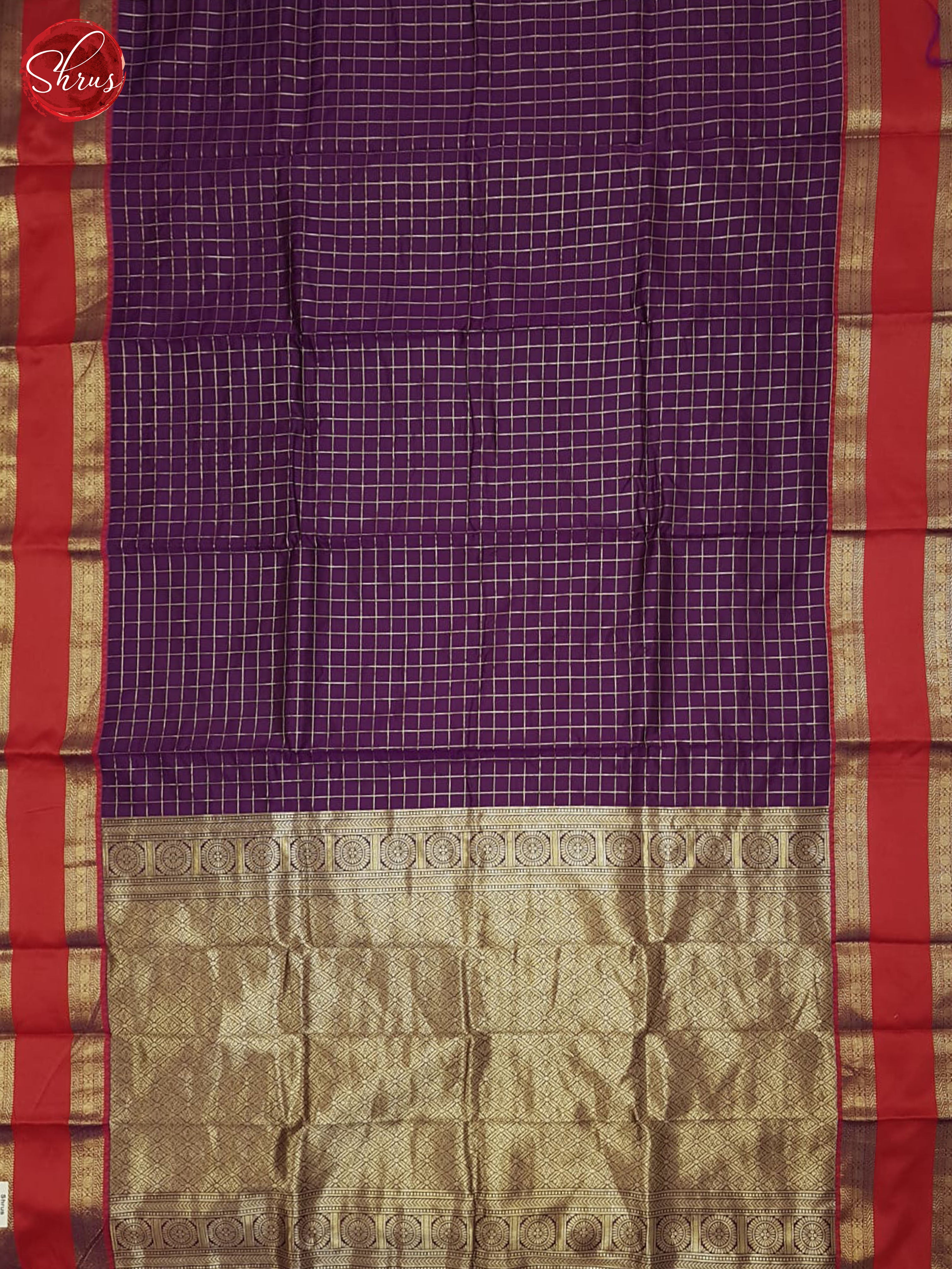 Purple & Red - Semi Dupion Saree - Shop on ShrusEternity.com