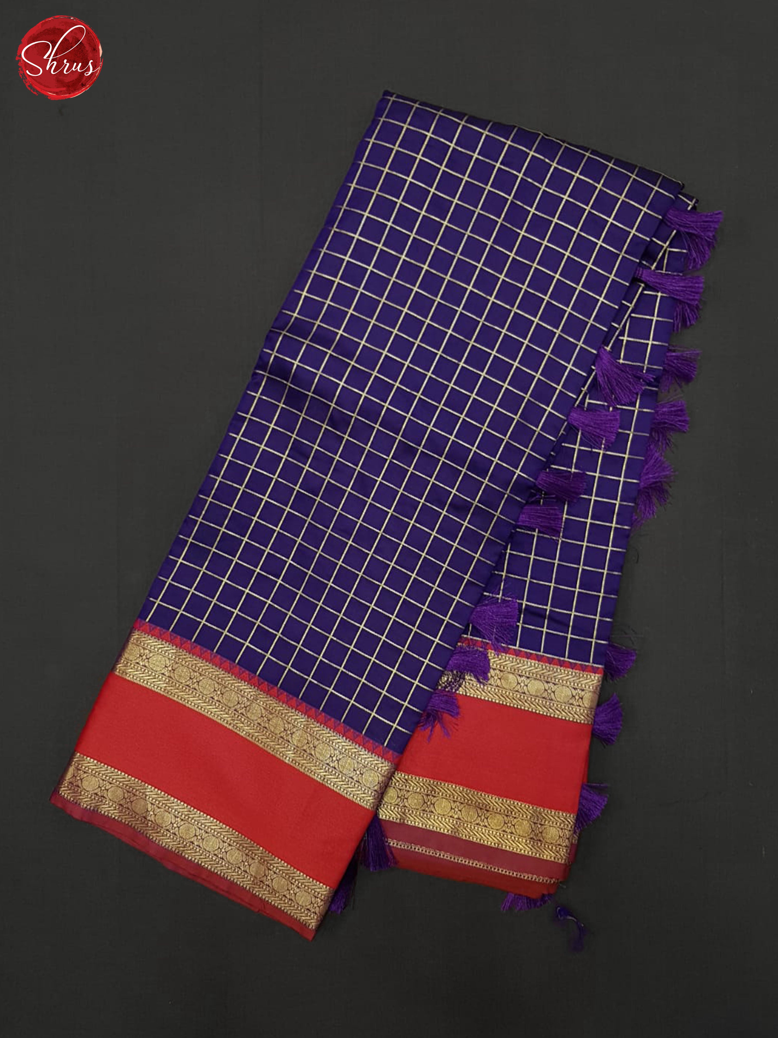 Purple & Red - Semi Dupion Saree - Shop on ShrusEternity.com