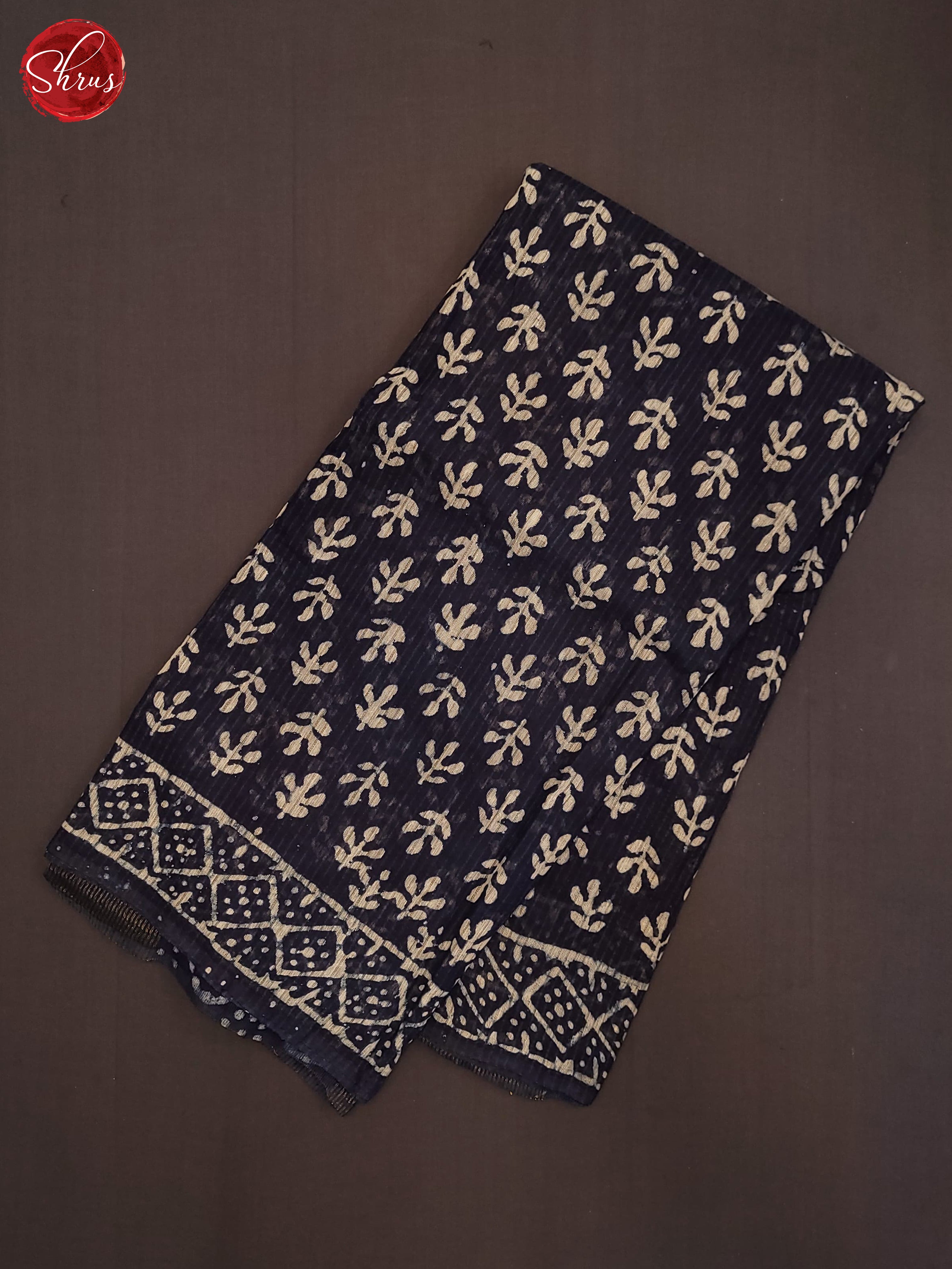 Navy Blue(Single Tone)- Chanderi Saree - Shop on ShrusEternity.com