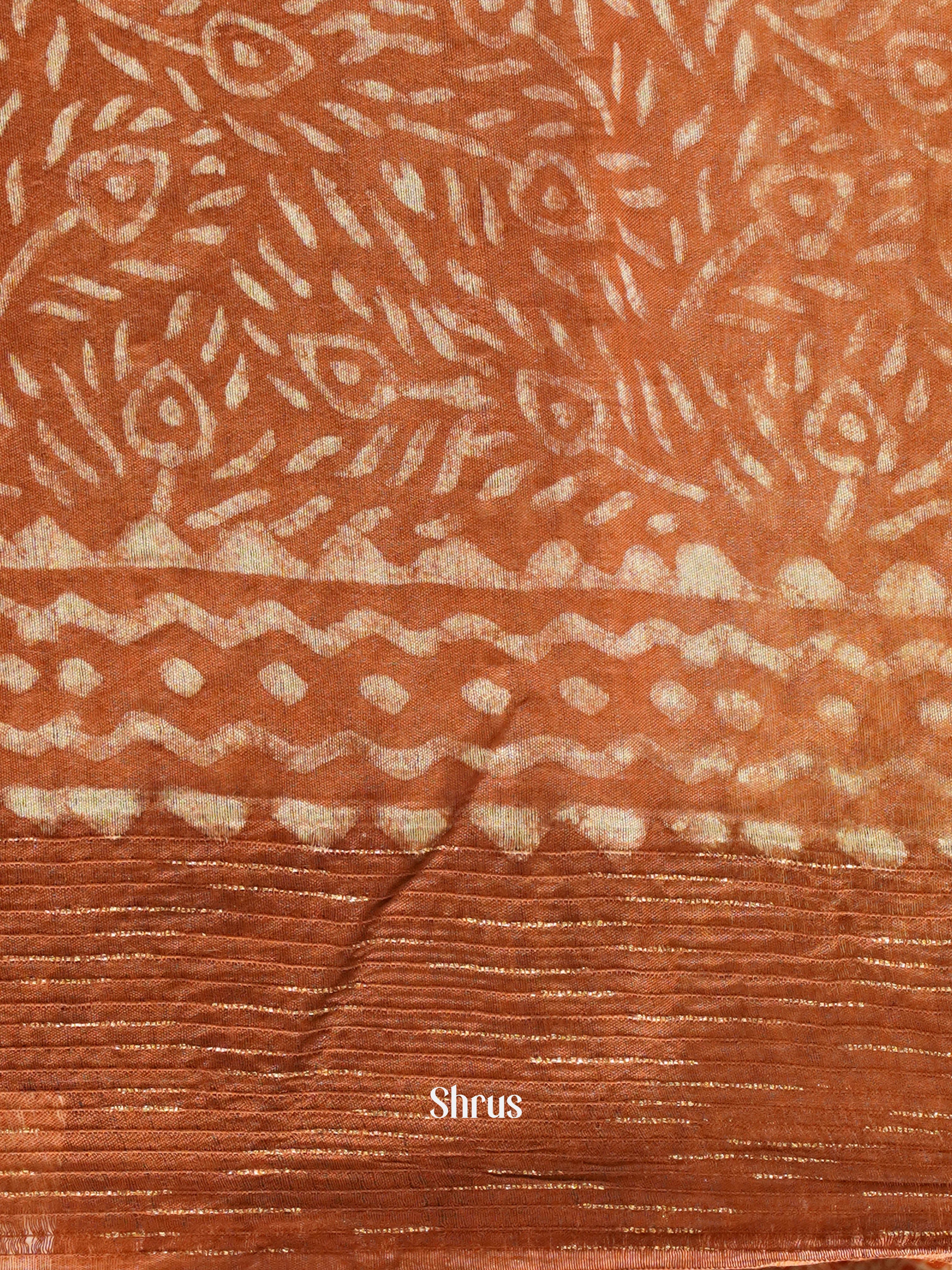 Brown(Single Tone) - Chanderi Saree