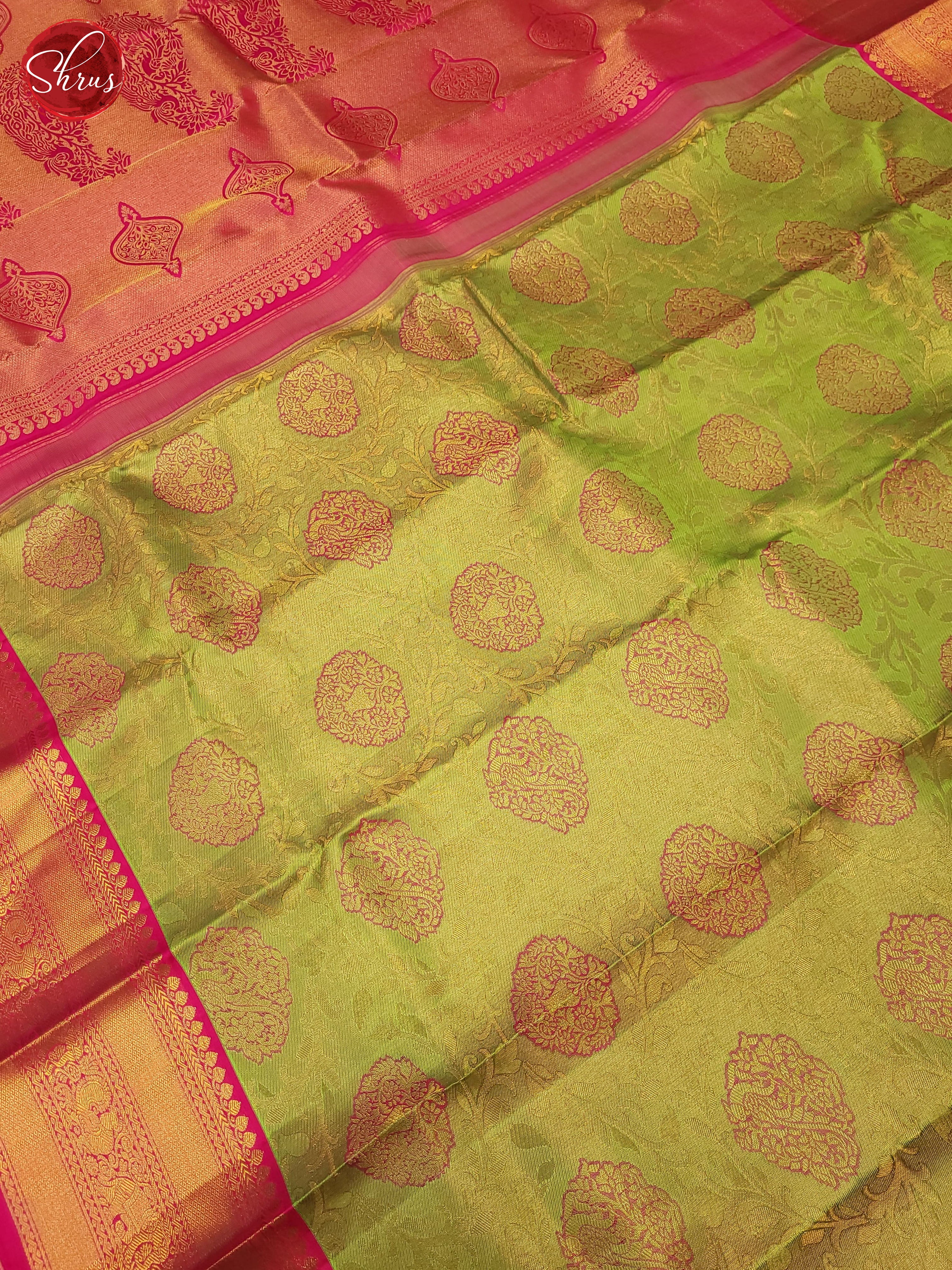 Green and pink-Kanchipuram Silk saree - Shop on ShrusEternity.com